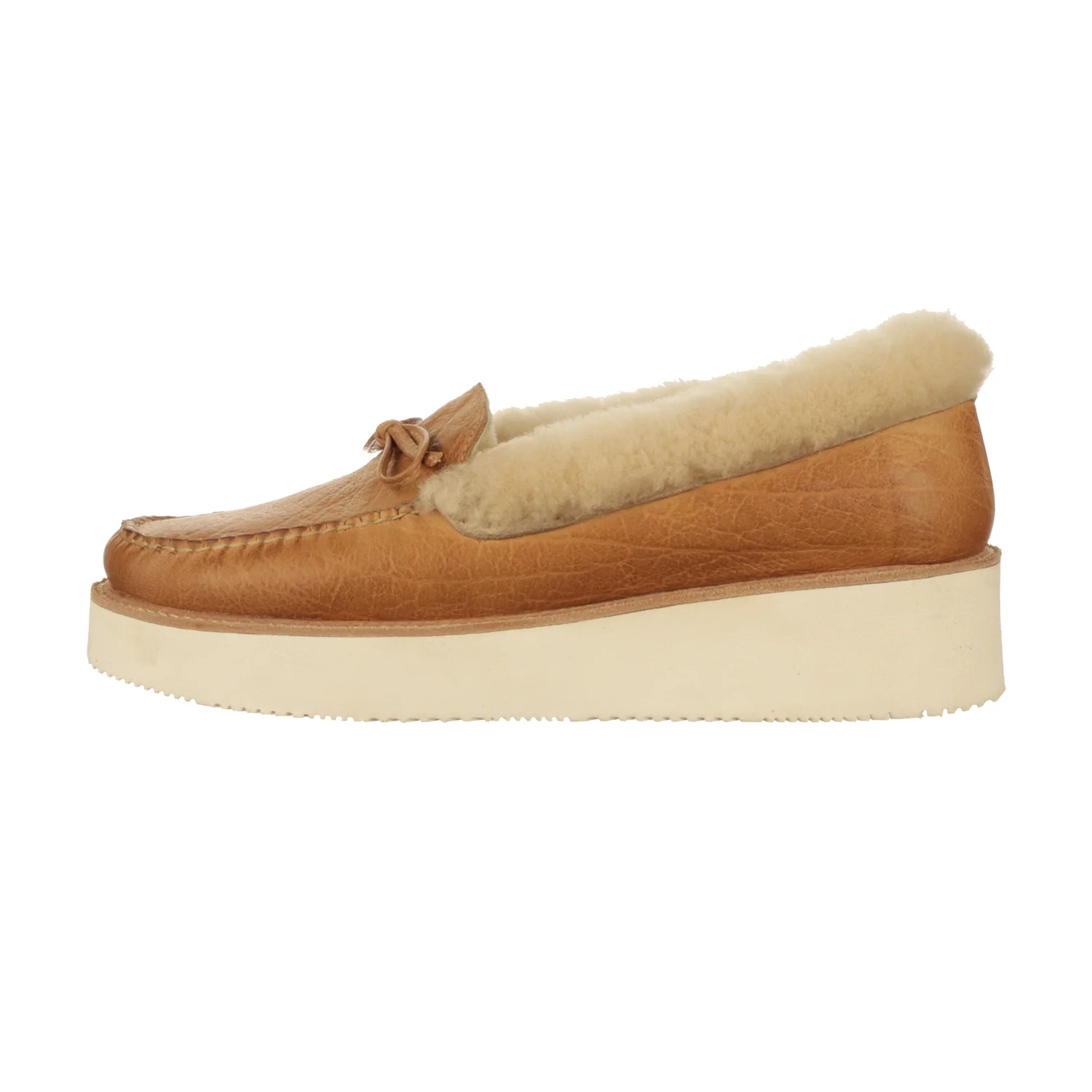 Shearling Wedge Moccasin :: Tan