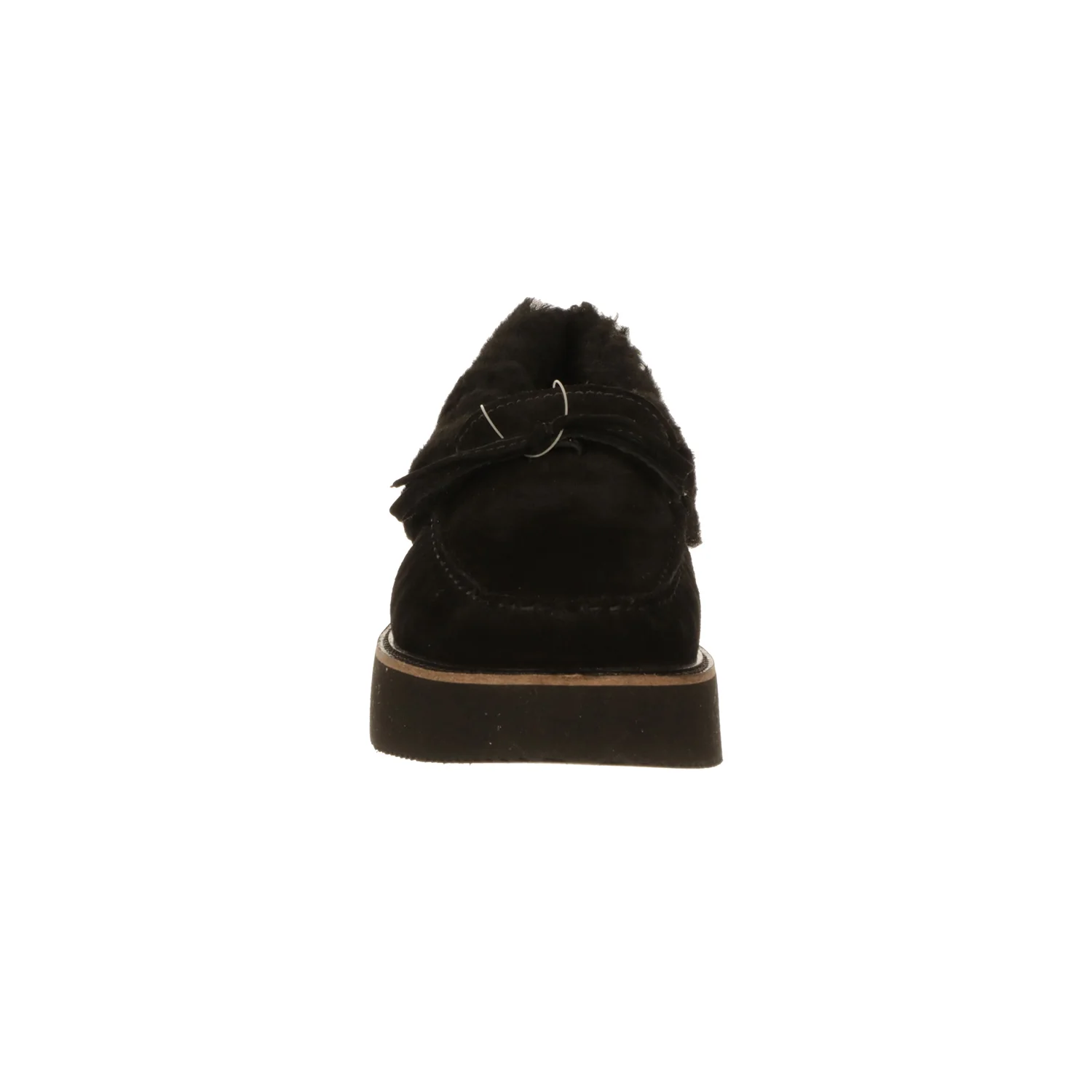 Shearling Wedge Moccasin :: Black