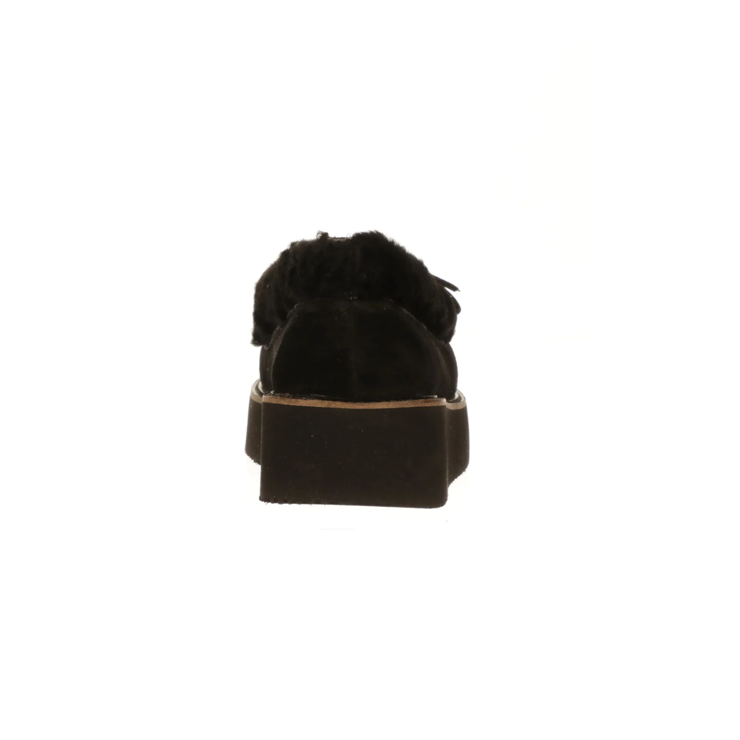 Shearling Wedge Moccasin :: Black