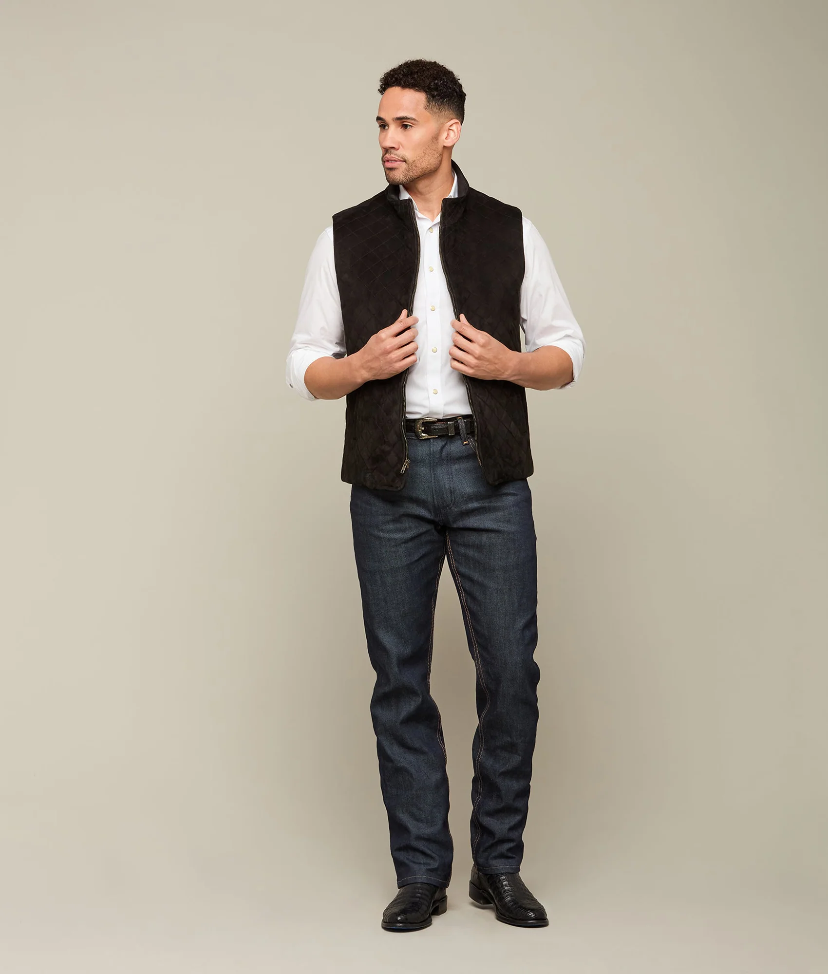 10922-quilted-suede-vest-black-1.webp Quilted Suede Vest :: Black