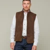 Quilted Suede Vest :: Brown