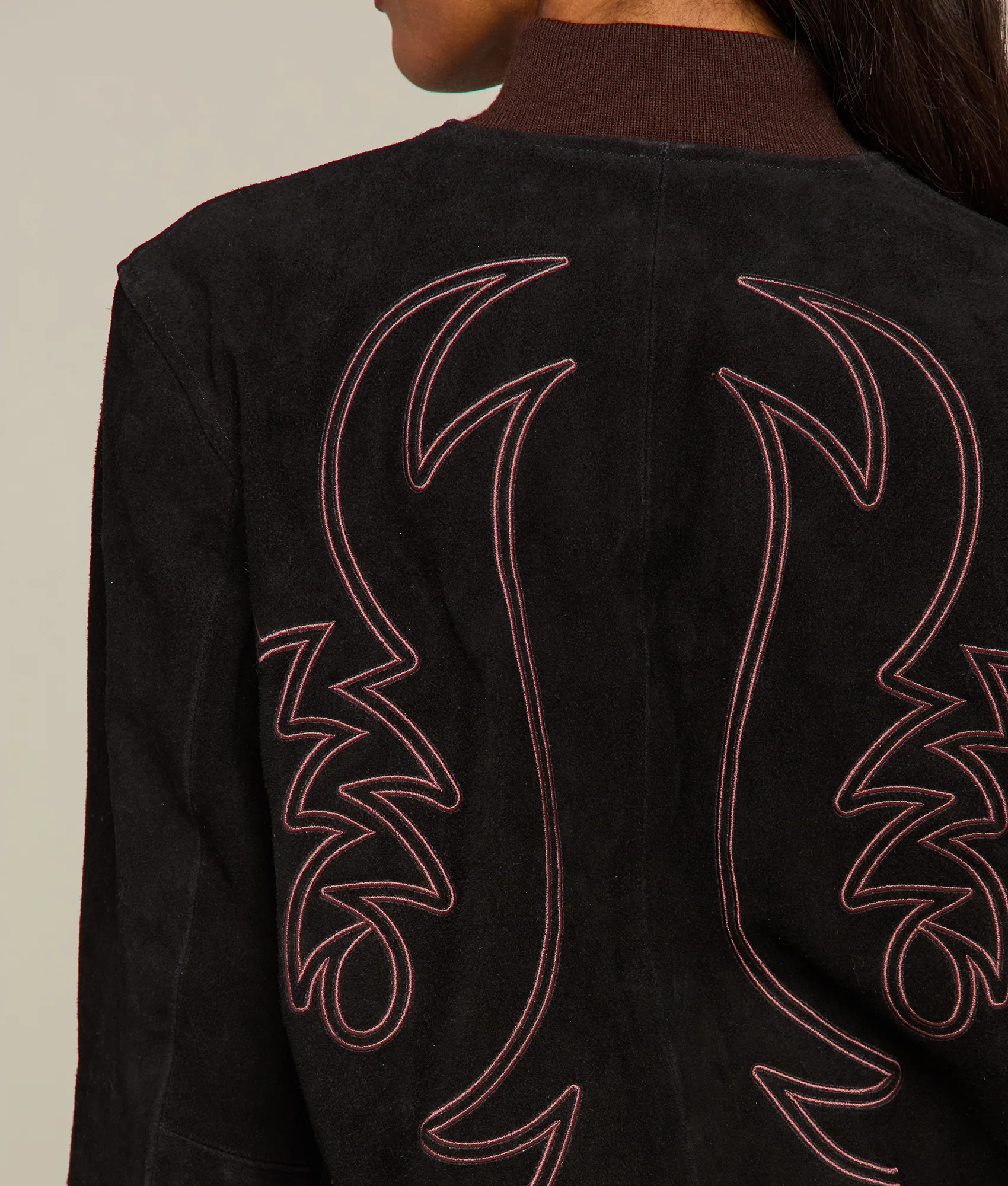 10974-embroidered-suede-bomber-jacket-black-8.webp Embroidered Suede Bomber Jacket :: Black