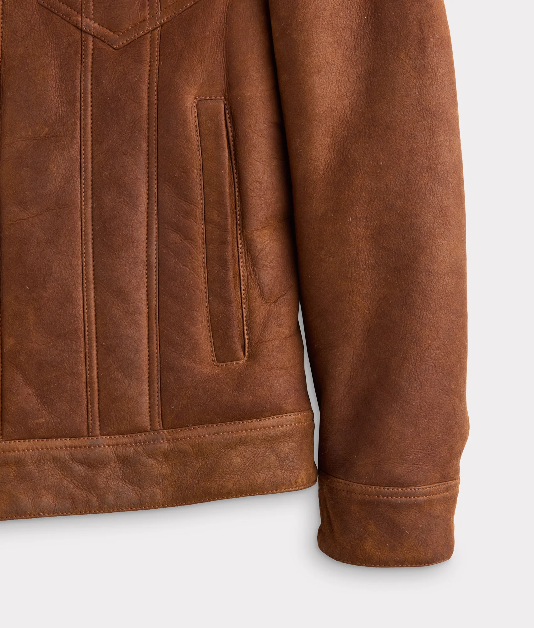 Kyle Shearling Trucker Jacket :: Cognac
