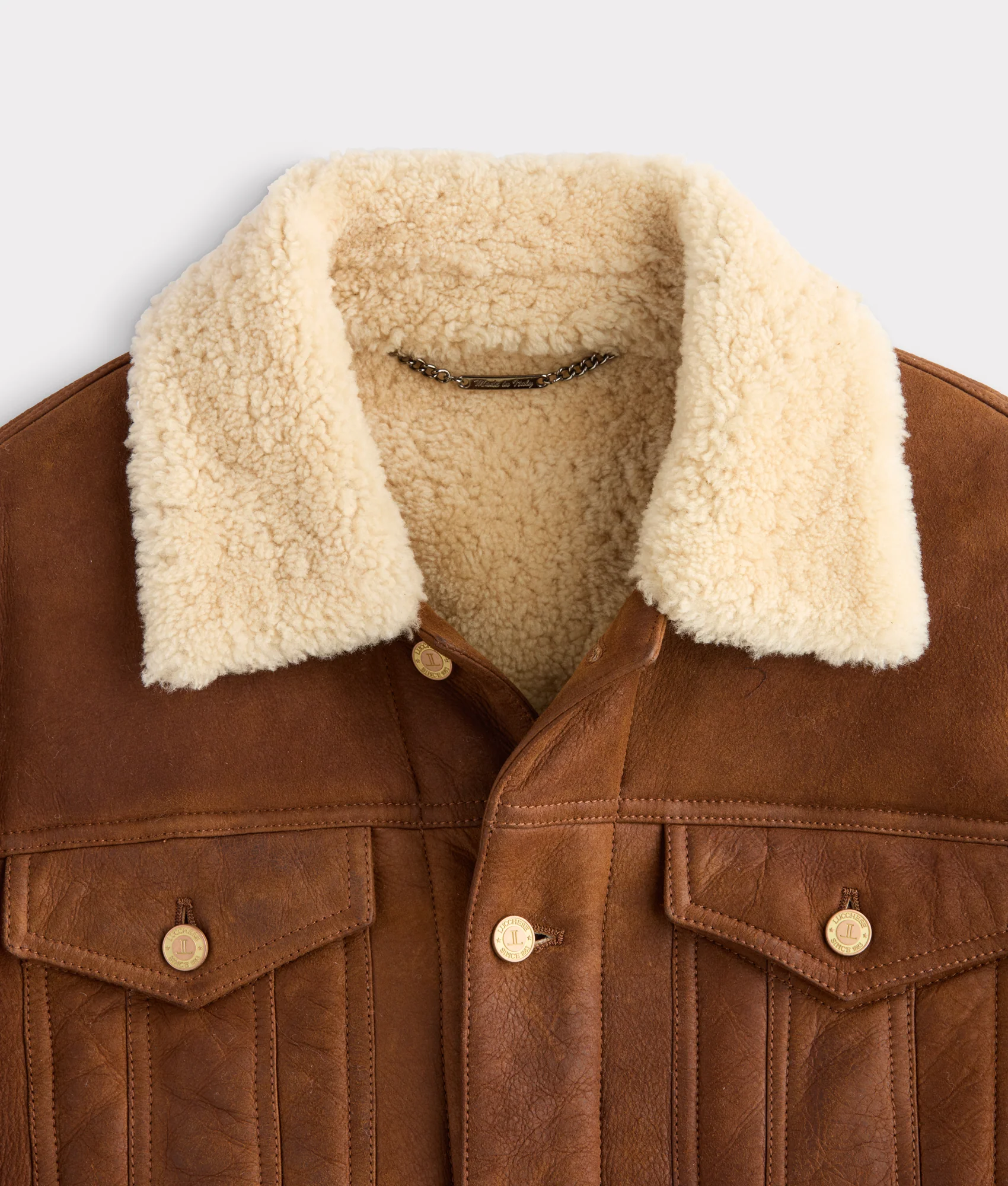 Kyle Shearling Trucker Jacket :: Cognac