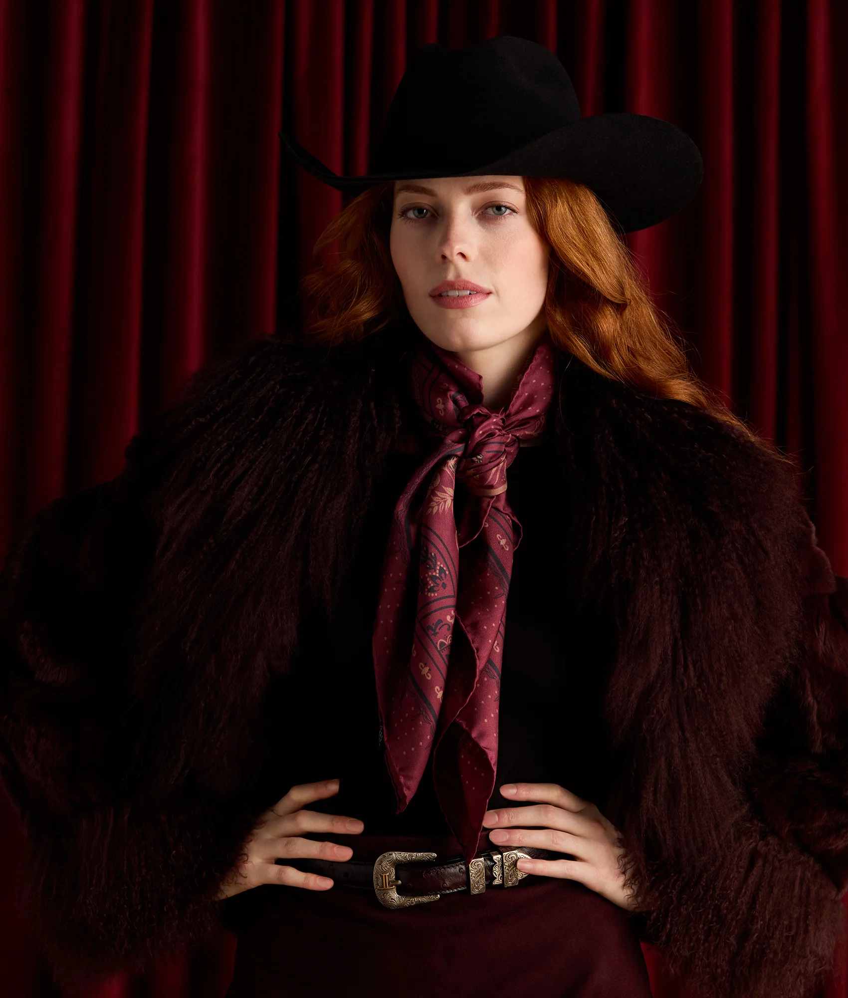Roots Silk Scarf :: Burgundy