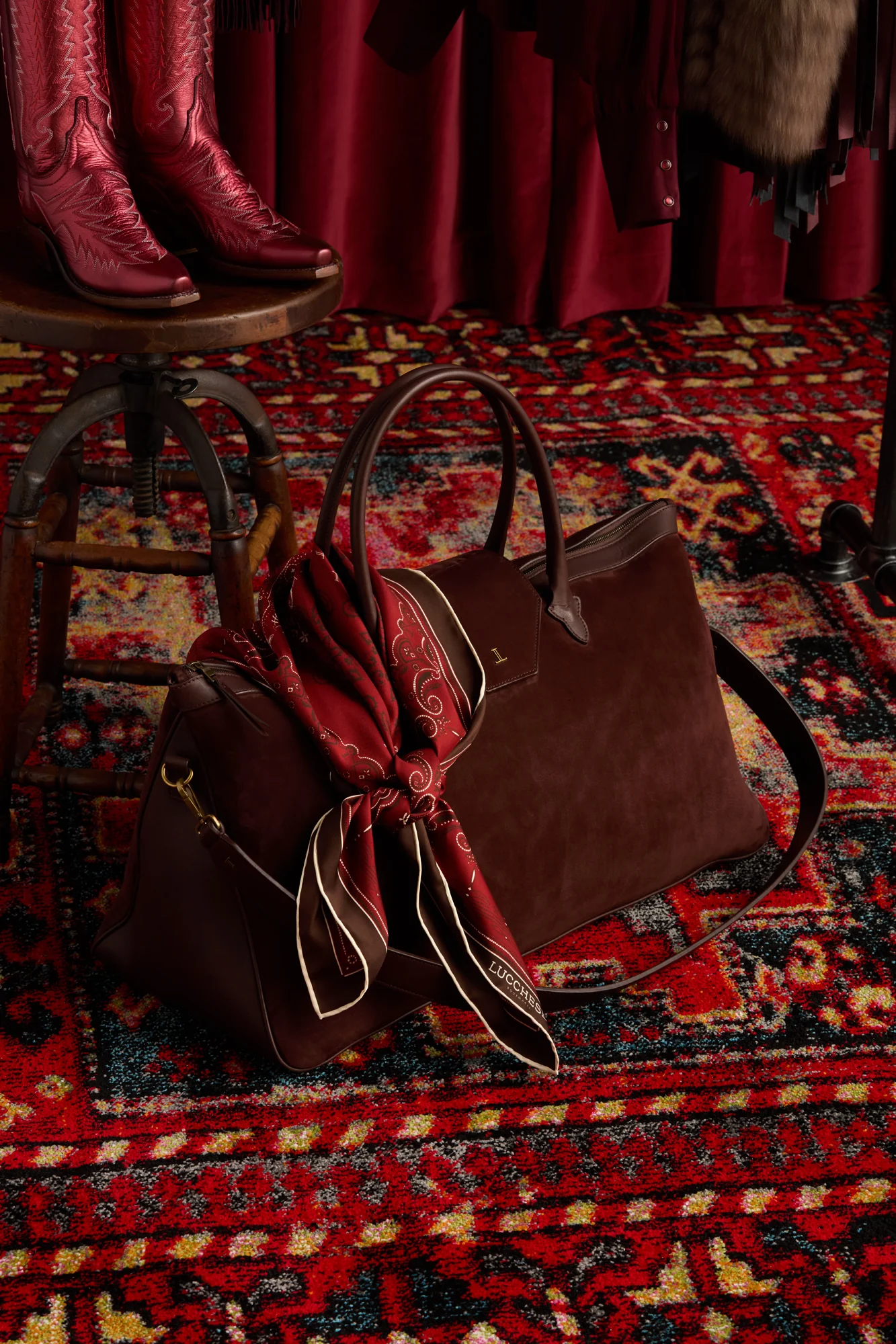 Roots Silk Scarf :: Burgundy