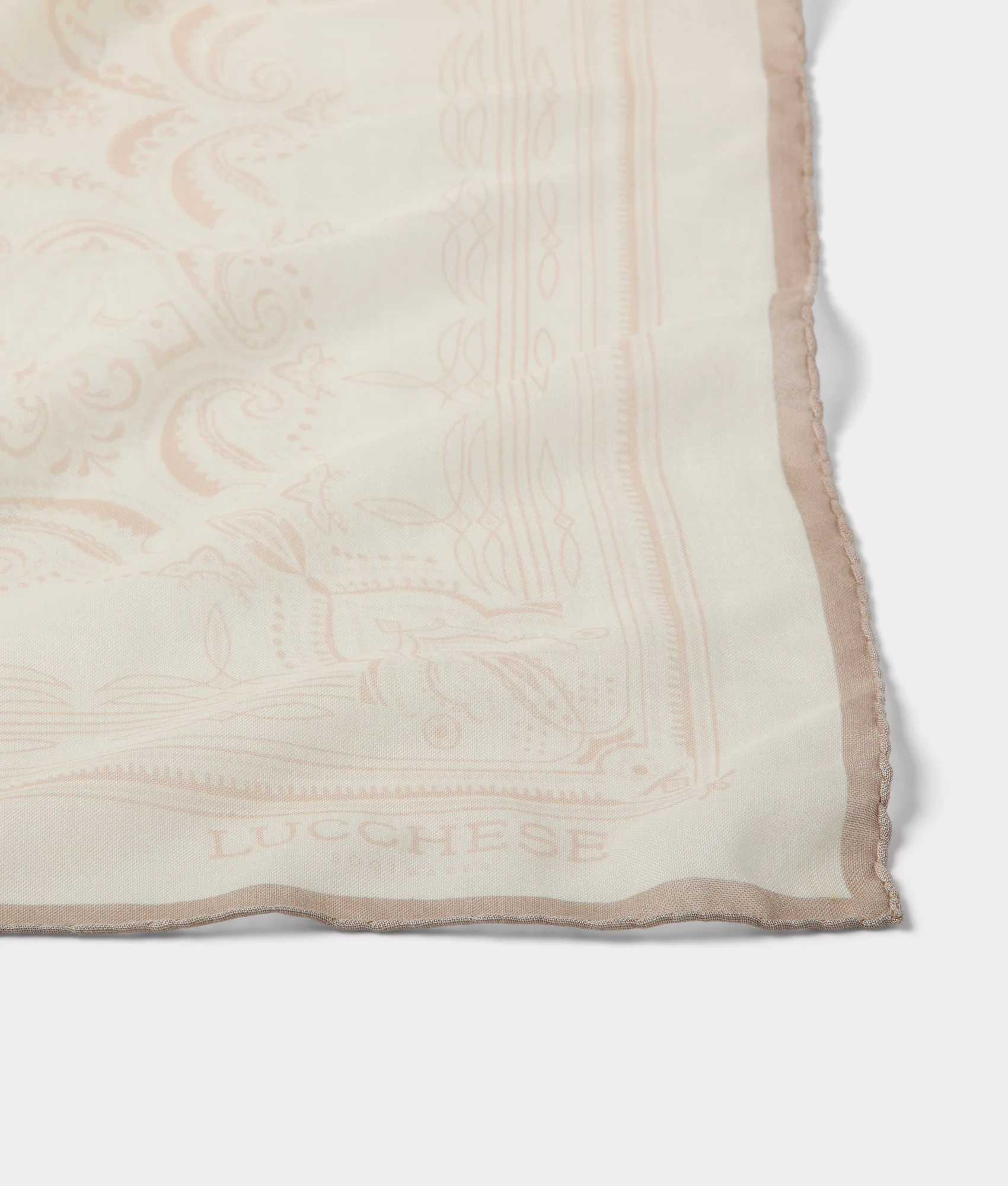 Mirrored L Silk Wool Scarf :: Cream