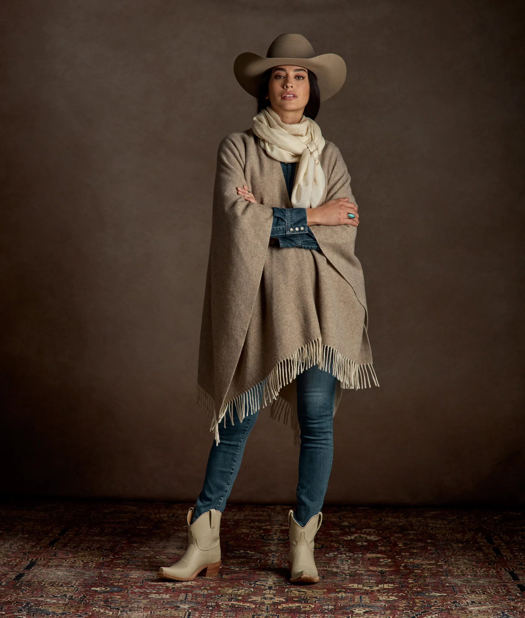 Mirrored L Silk Wool Scarf :: Cream