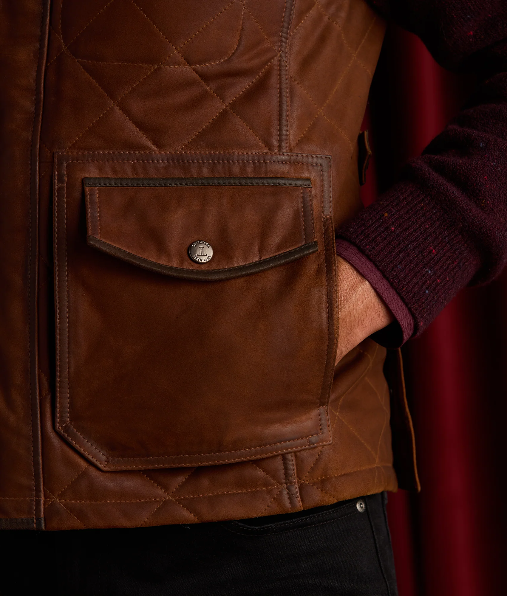Vail Quilted Leather Vest :: Bourbon