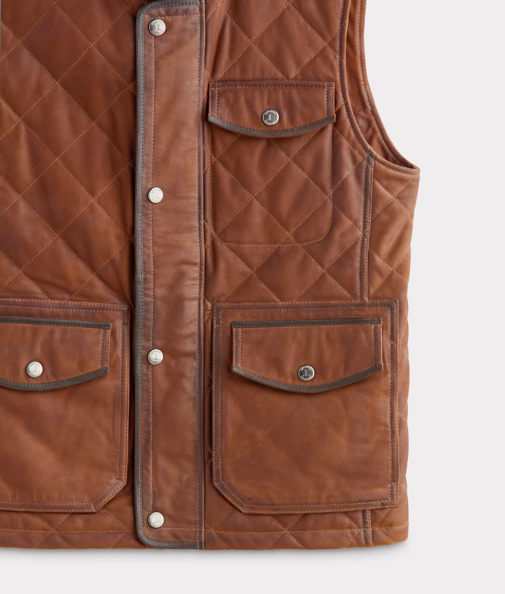 Vail Quilted Leather Vest :: Bourbon