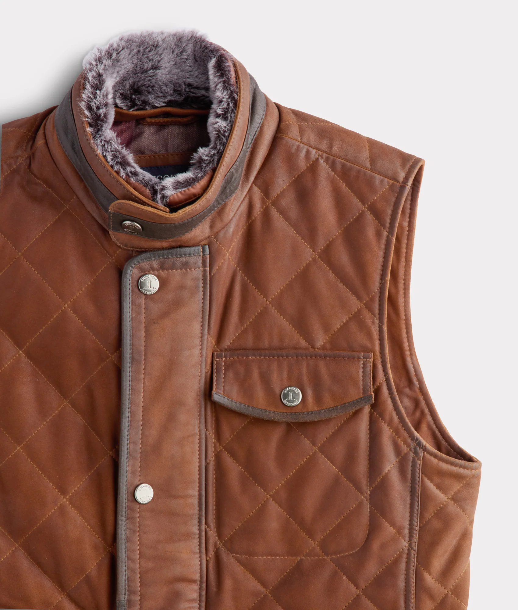 Vail Quilted Leather Vest :: Bourbon
