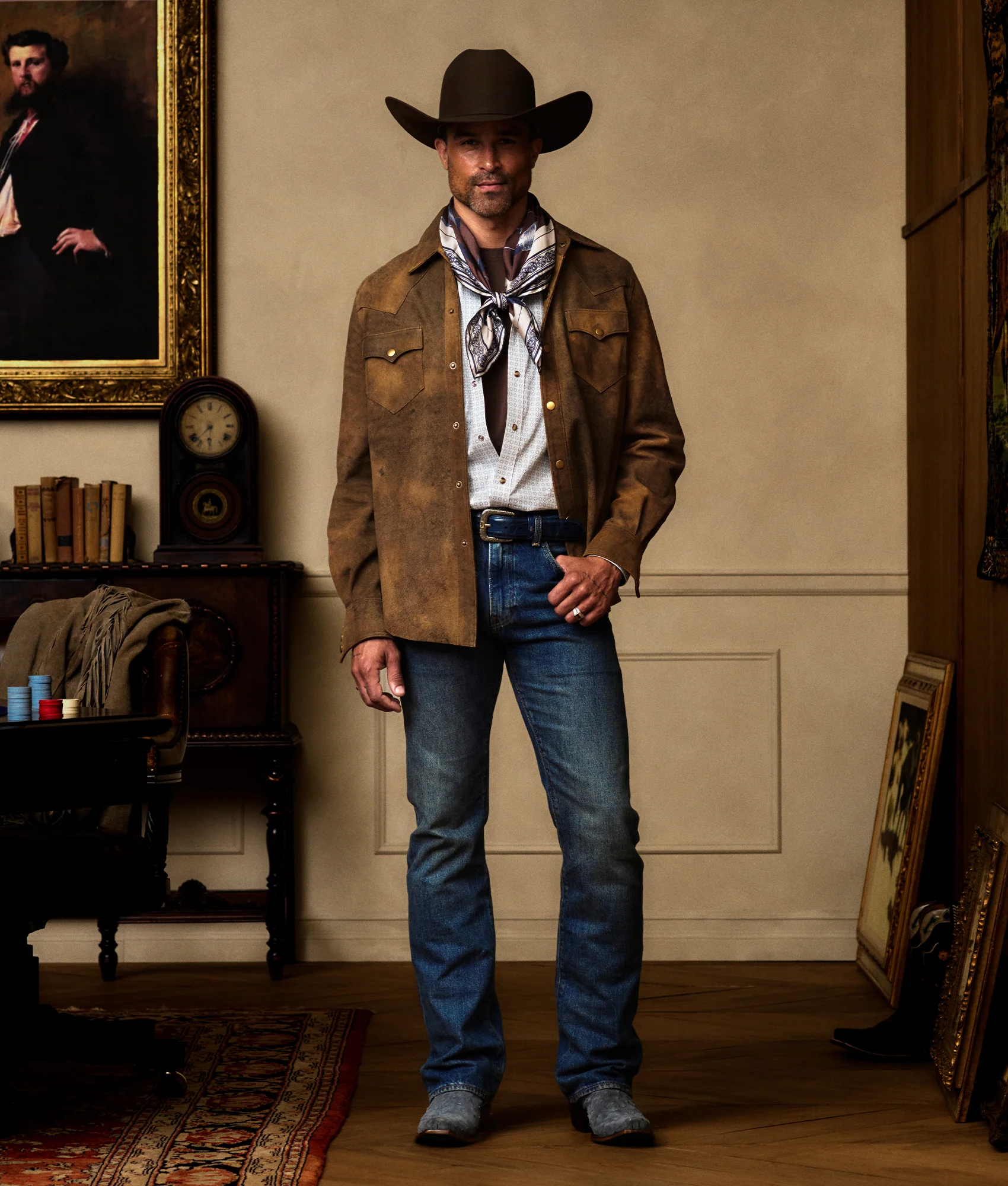 El Paso Cowboy Fit:: Gold/White/Navy Multi