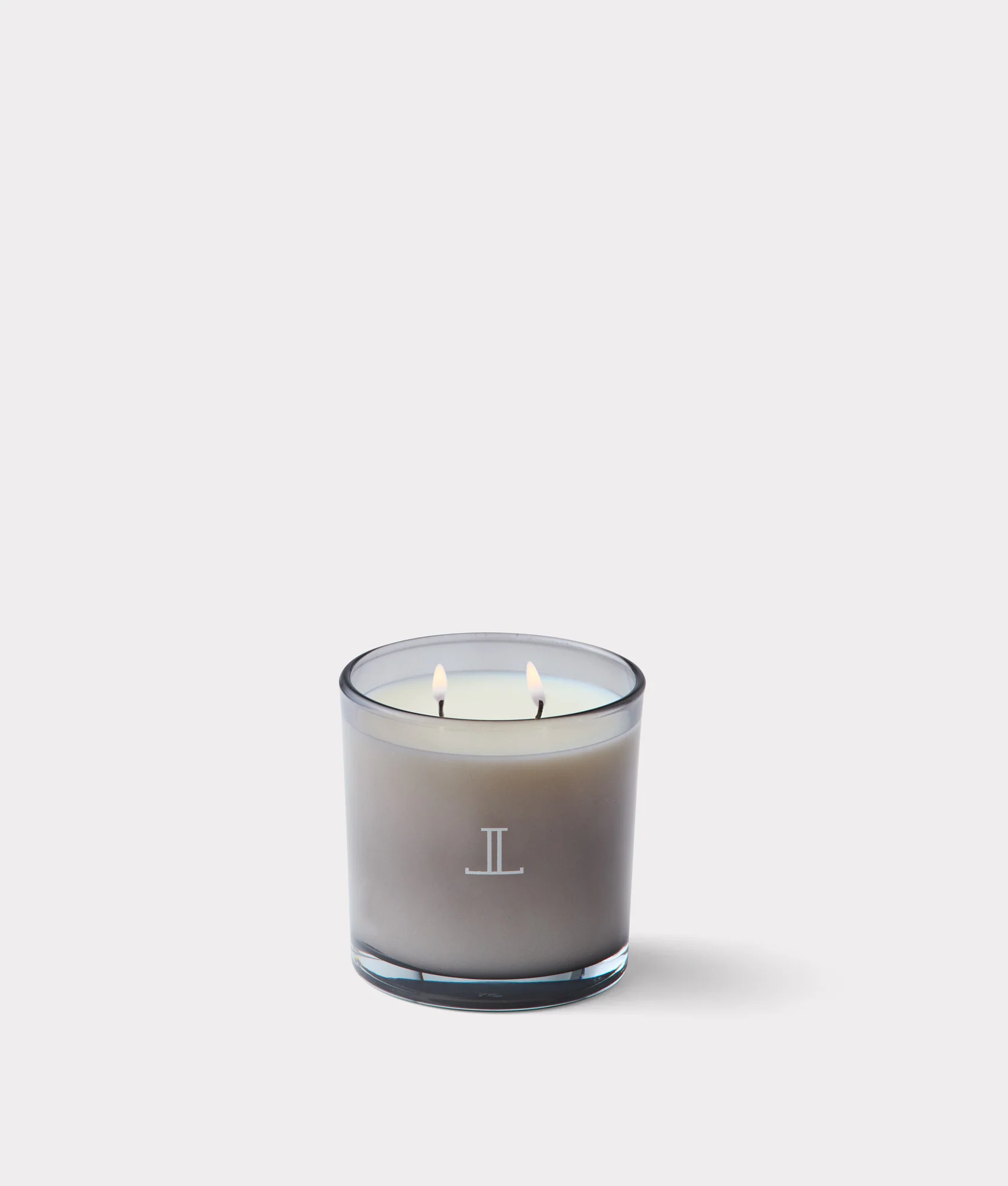 Double Wick Leather Scented Candle :: White