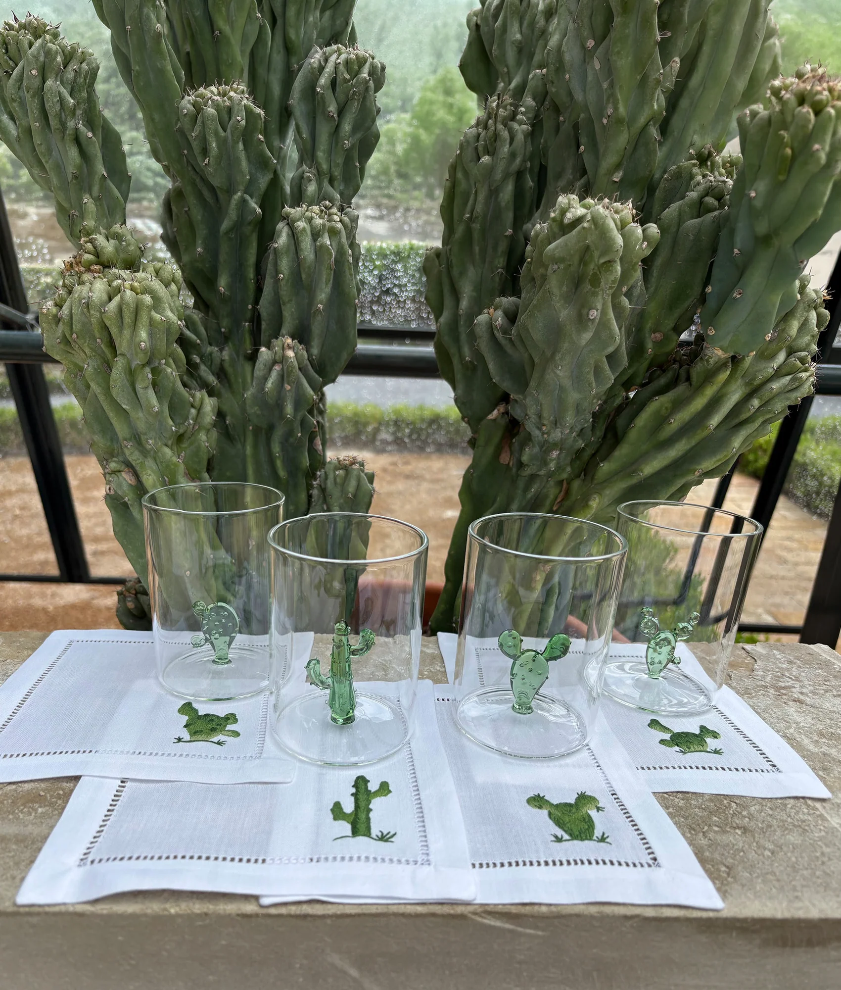 Tucson Saguaro Cactus Drinking Glasses - Set of Four :: Green