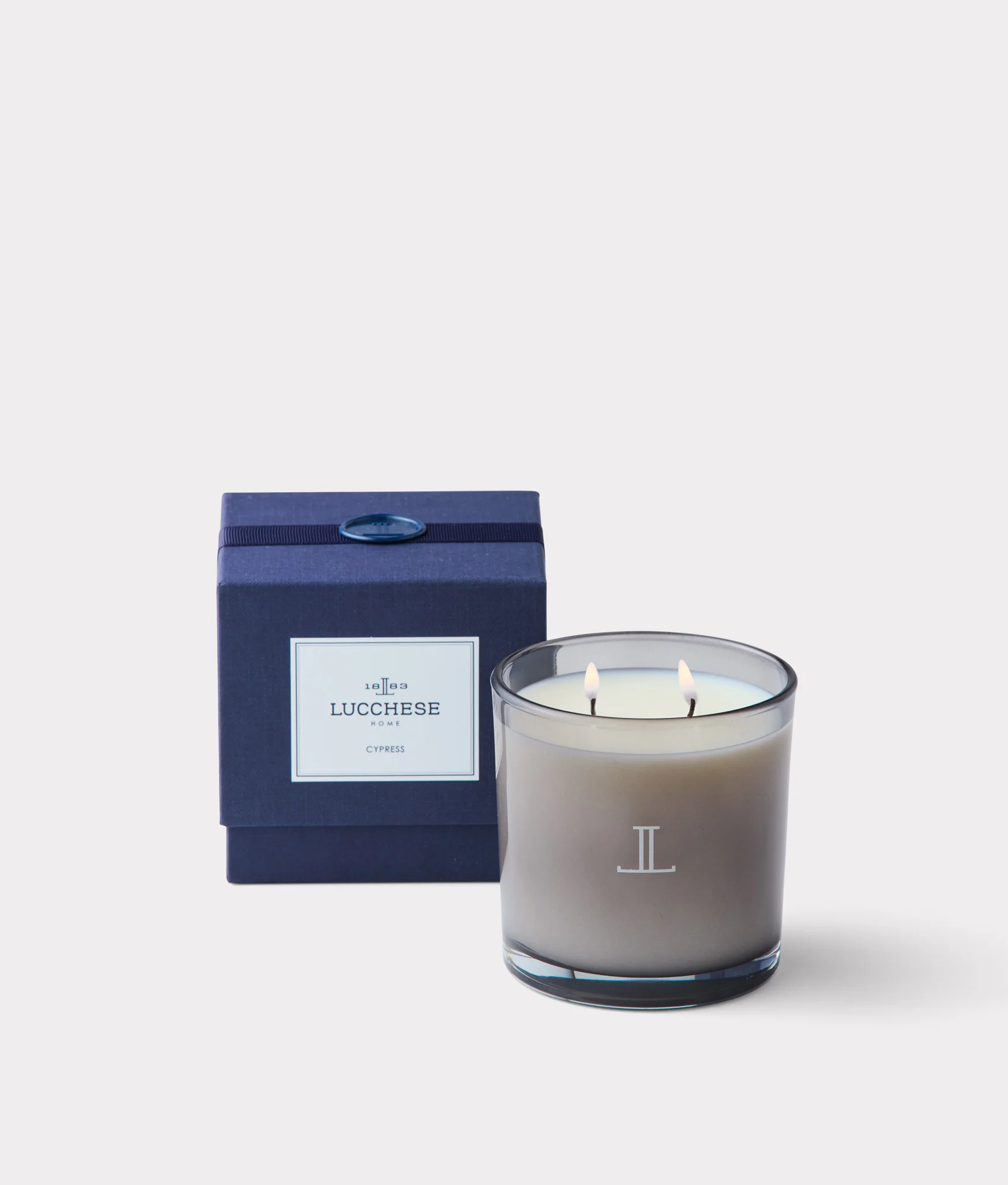 Double Wick Cypress Scented Candle :: White