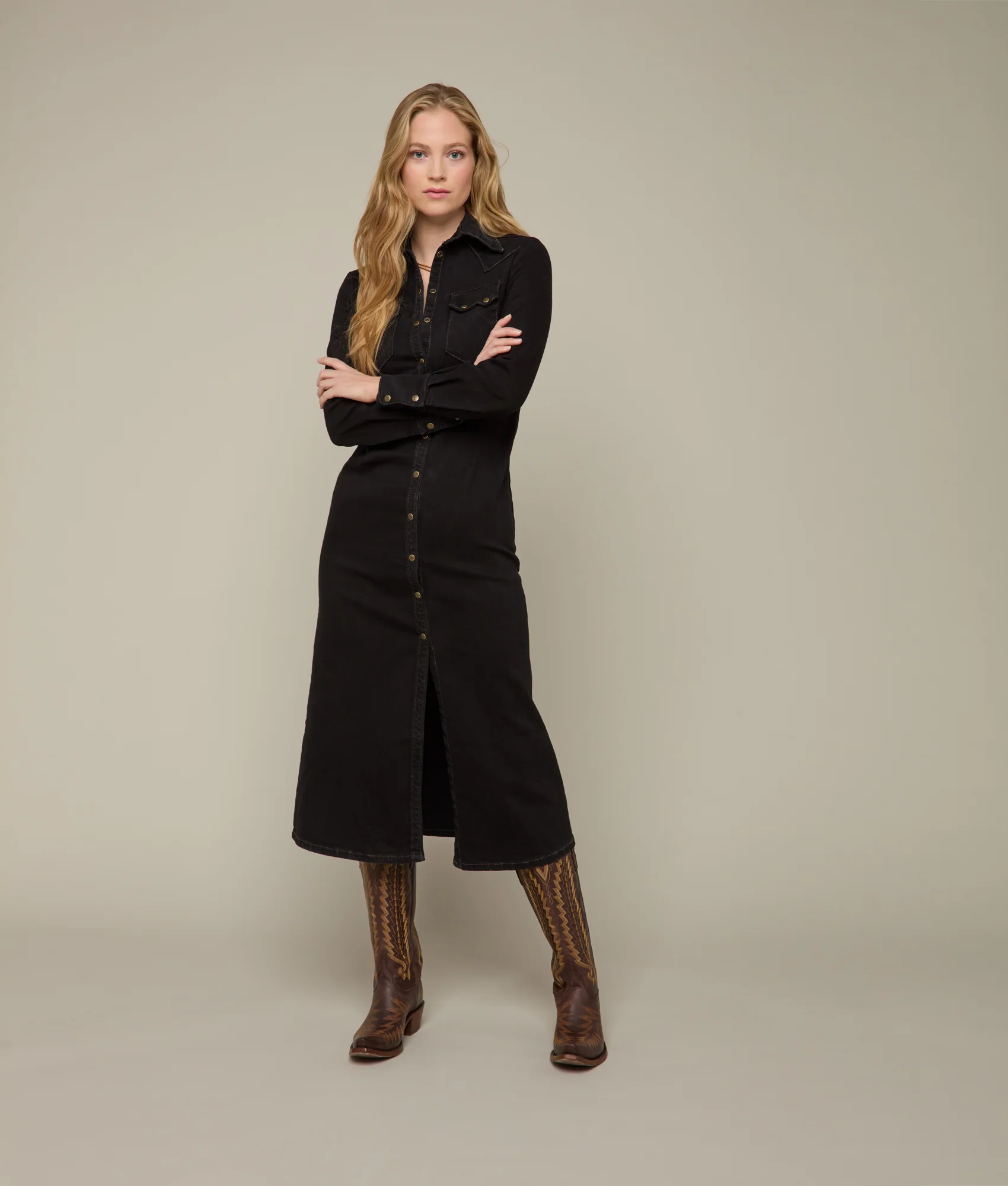 Long Denim Duster :: Black Denim