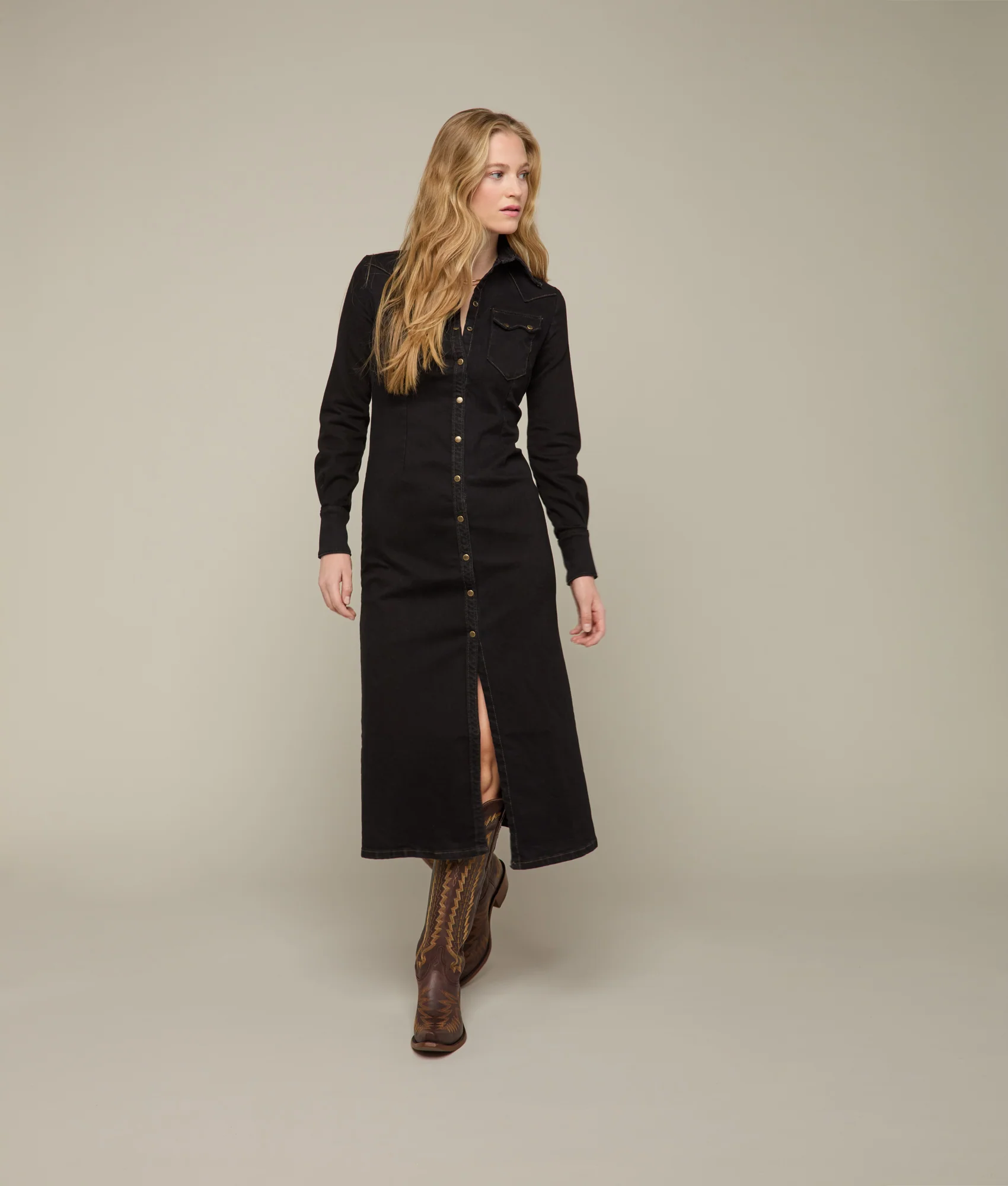 Long Denim Duster :: Black Denim