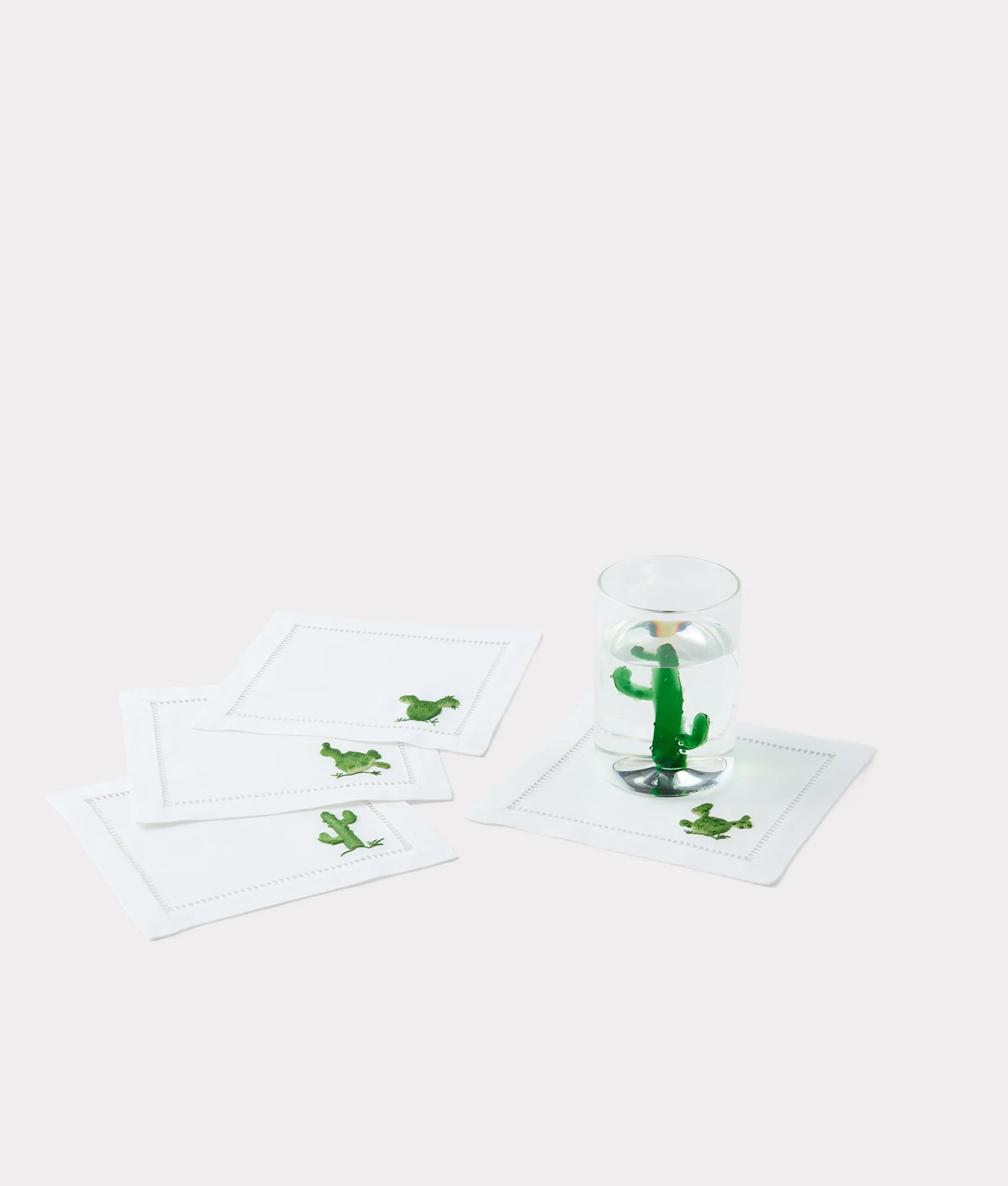 Tucson Saguaro Cactus Cocktail Napkins - Set of Four :: White