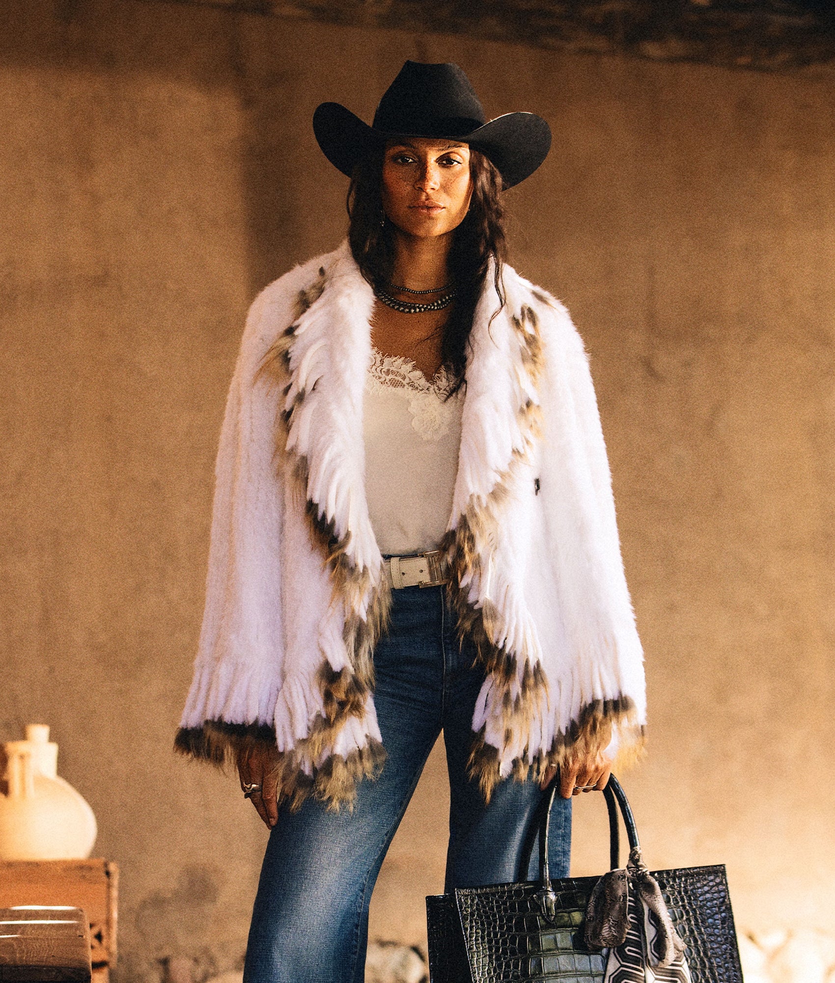Francis Fur Fringe Jacket :: White