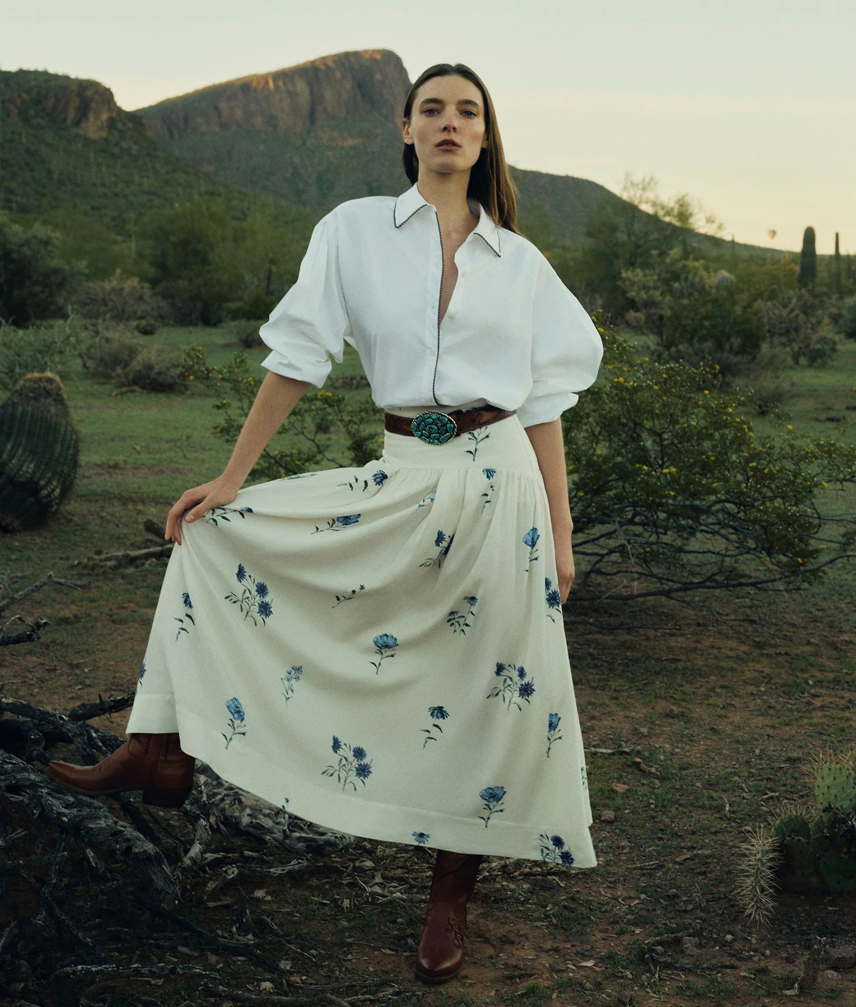 Lela Rose x Lucchese Blue Jay :: Blue + Cream