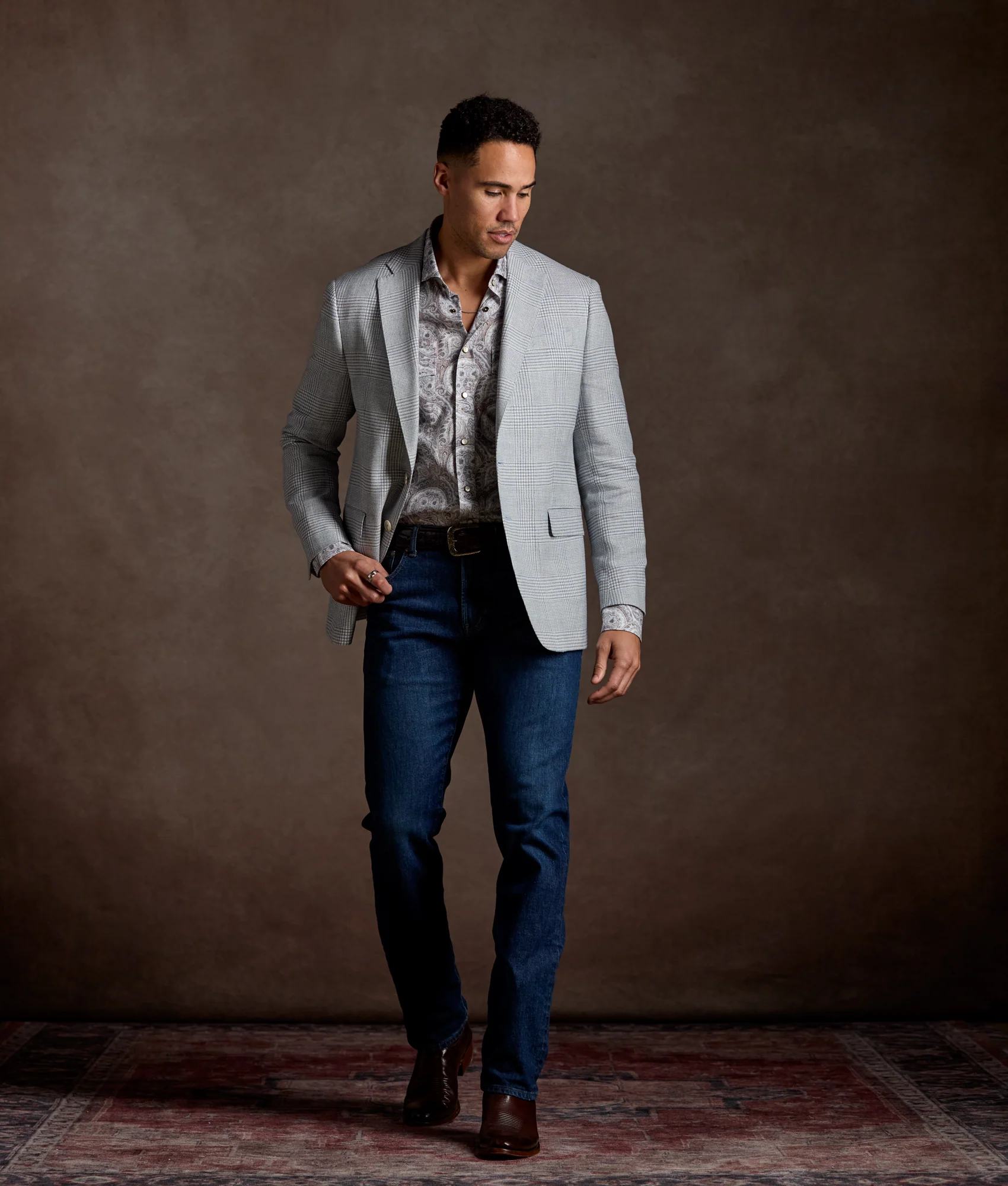 El Paso Modern Fit :: Blue And Brown Paisley