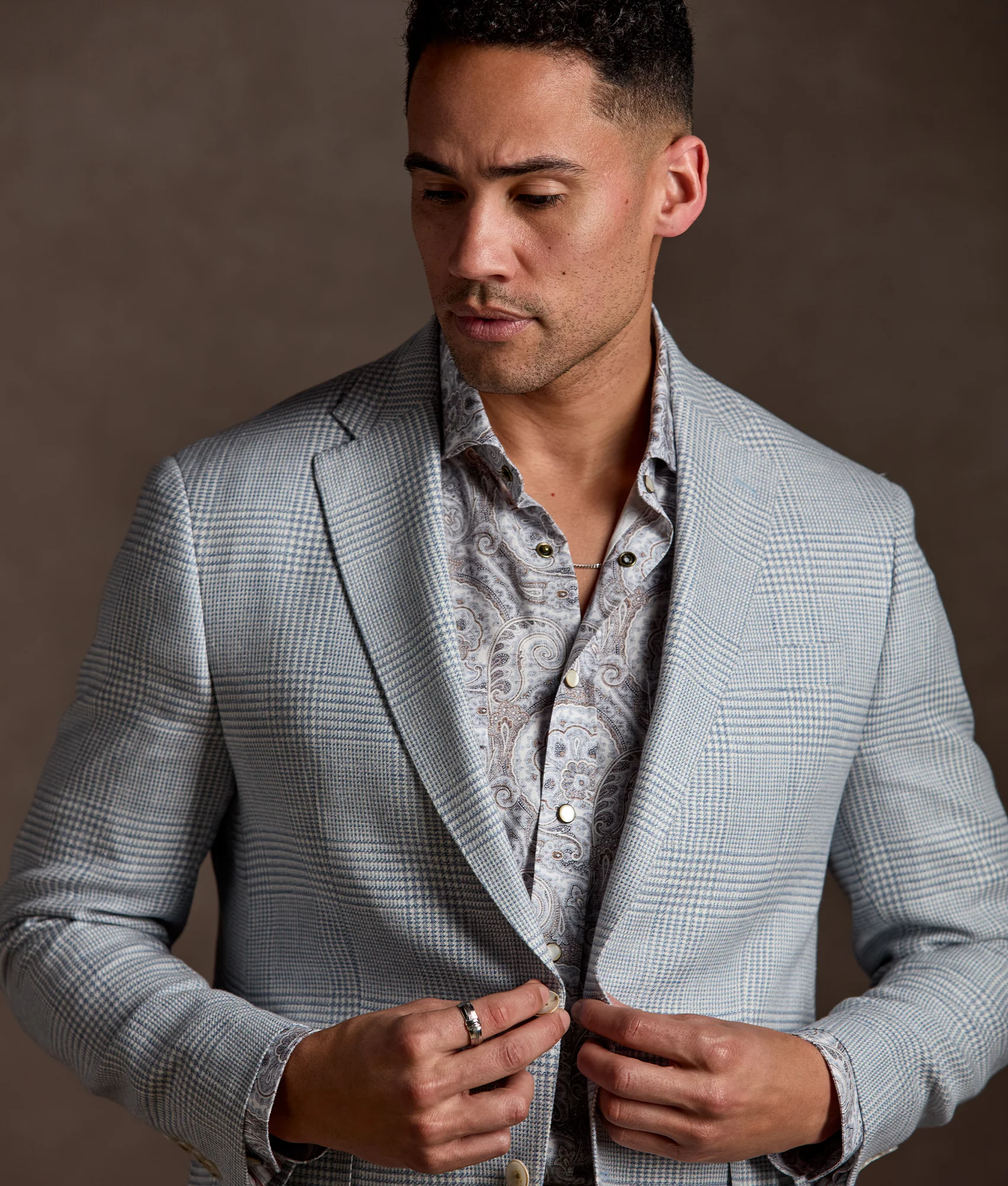 El Paso Modern Fit :: Blue And Brown Paisley
