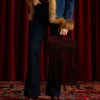 Bowie Suede Fringe Clutch :: Chocolate
