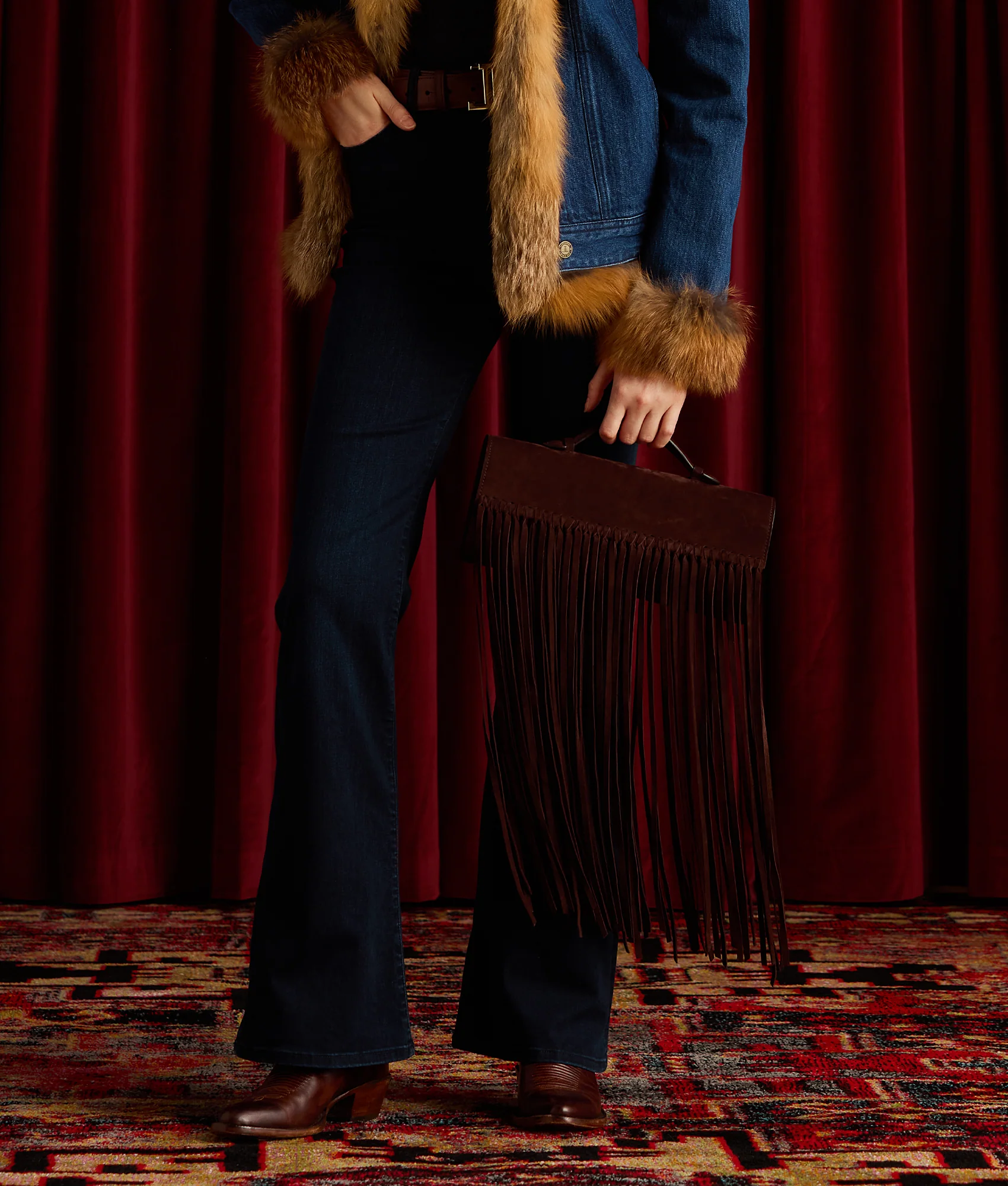 Bowie Suede Fringe Clutch :: Chocolate