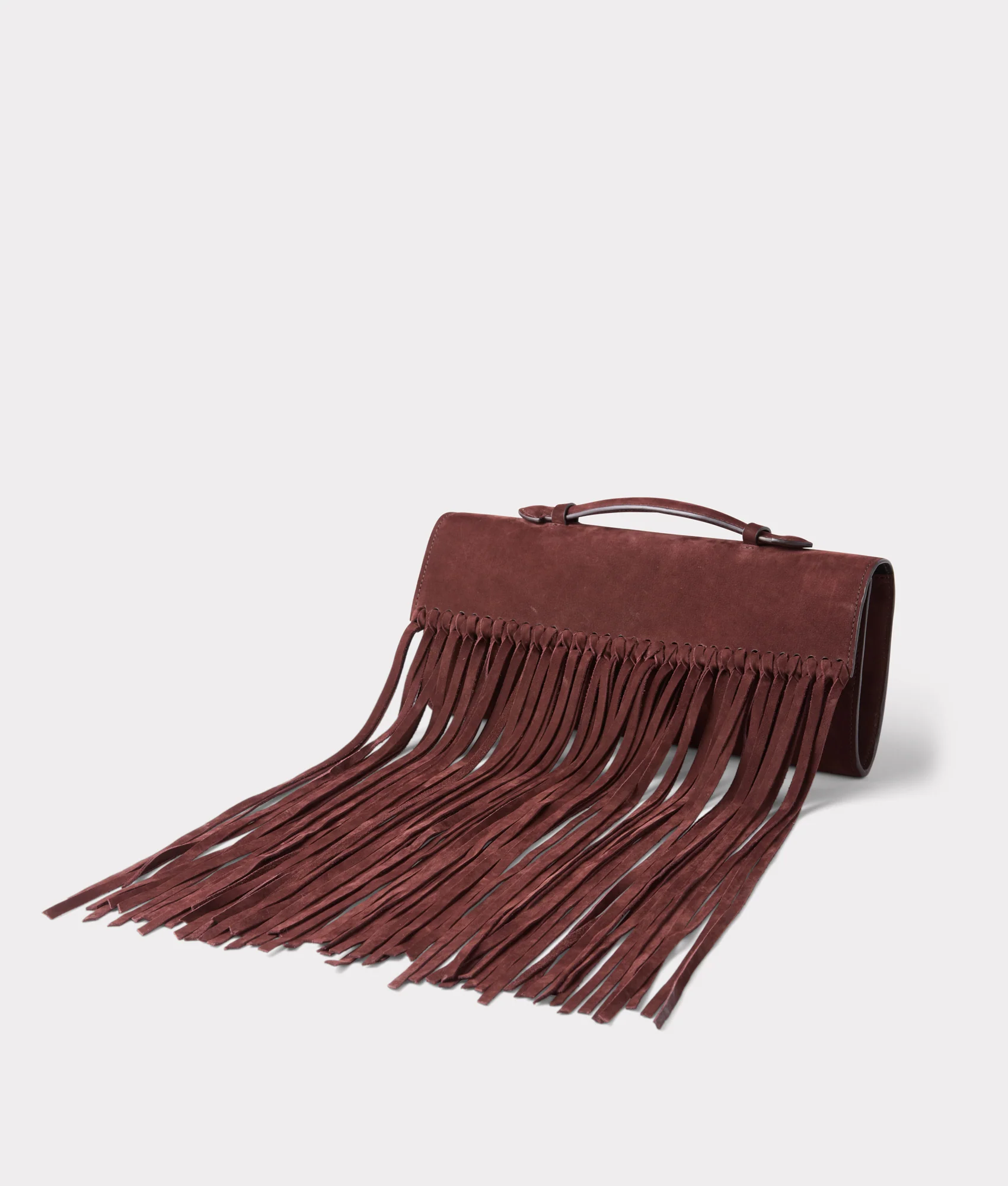 Bowie Suede Fringe Clutch :: Chocolate
