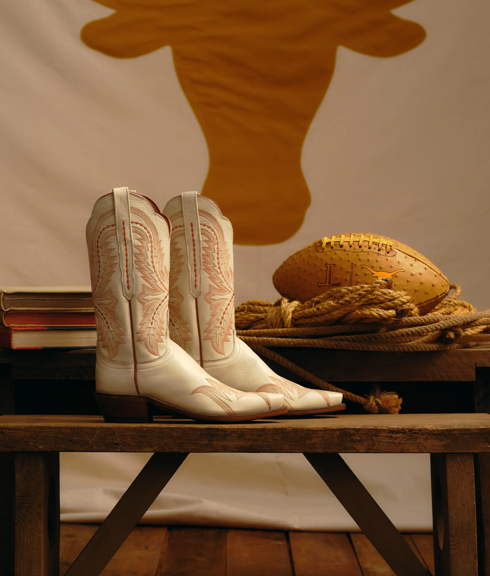 Tilly :: Glitz Cream W/ Burnt Orange Stitching