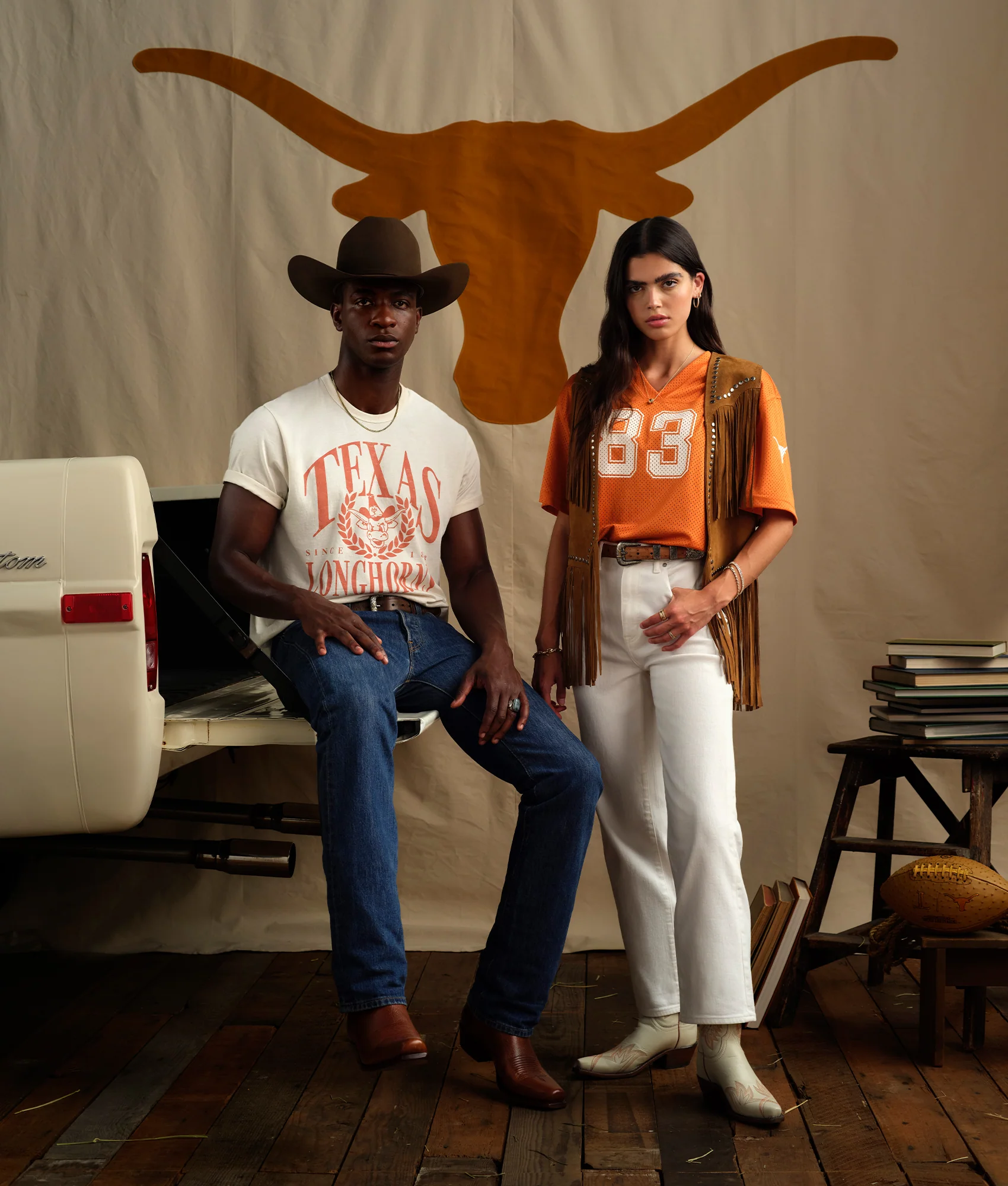 Tilly :: Glitz Cream W/ Burnt Orange Stitching