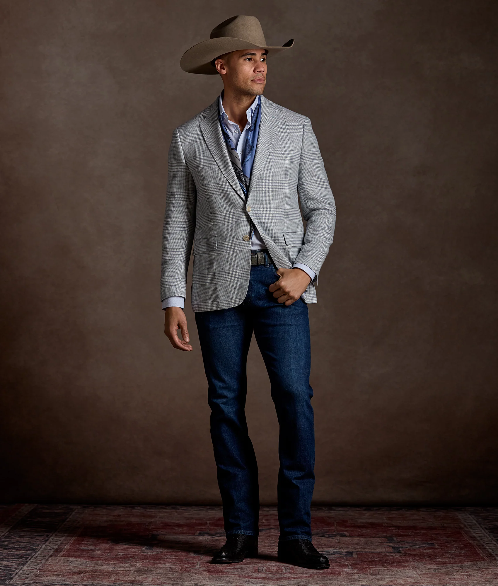 Lucchese Sport Coat :: Cream And Blue