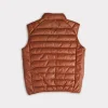 Men's Leather Puffer Vest :: Cognac