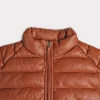 Men's Leather Puffer Vest :: Cognac