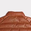 Men's Leather Puffer Vest :: Cognac