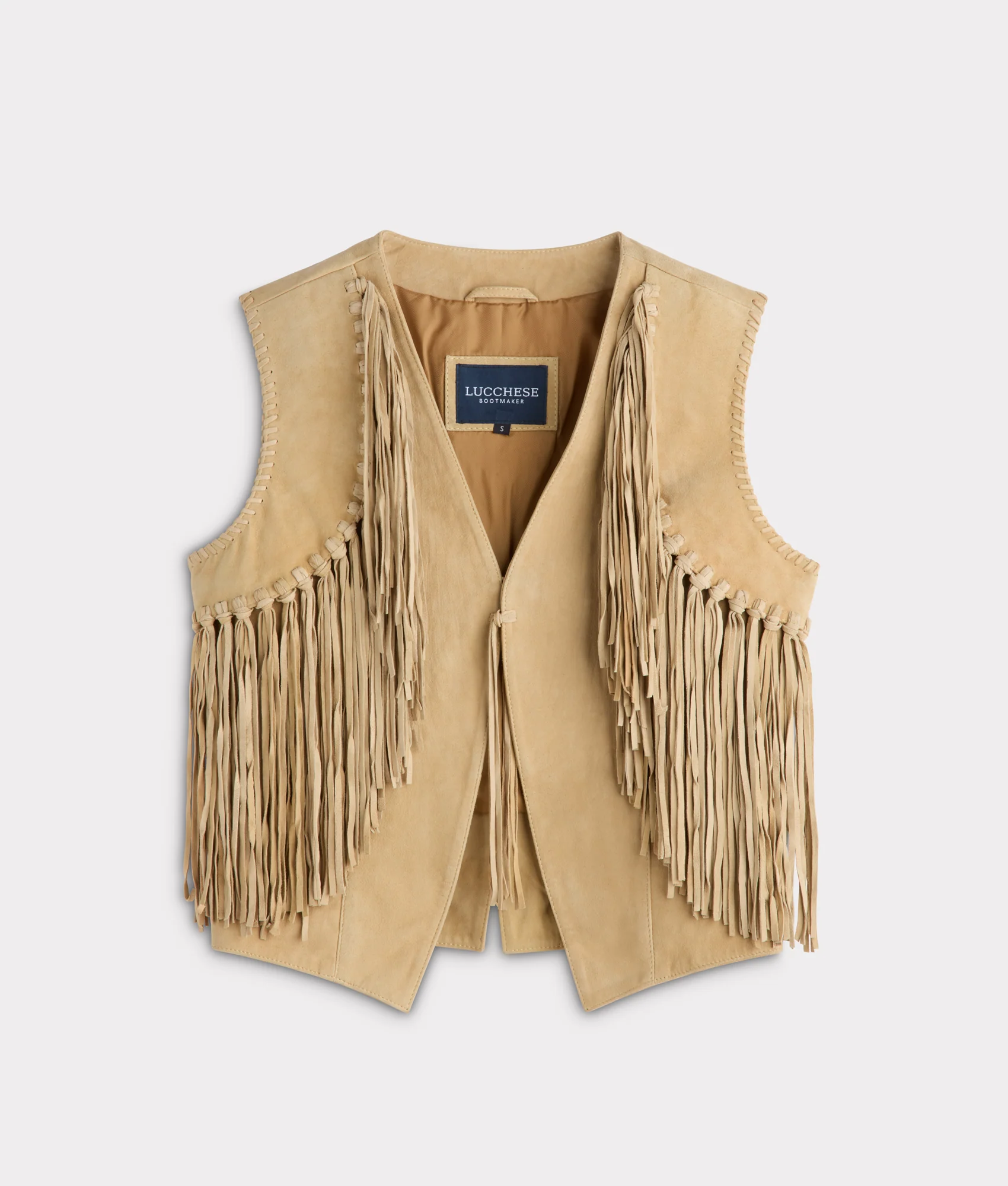 Dakota Suede Fringe Leather Vest :: Natural