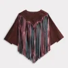 Shayanne Fringe Cape :: Black Cherry