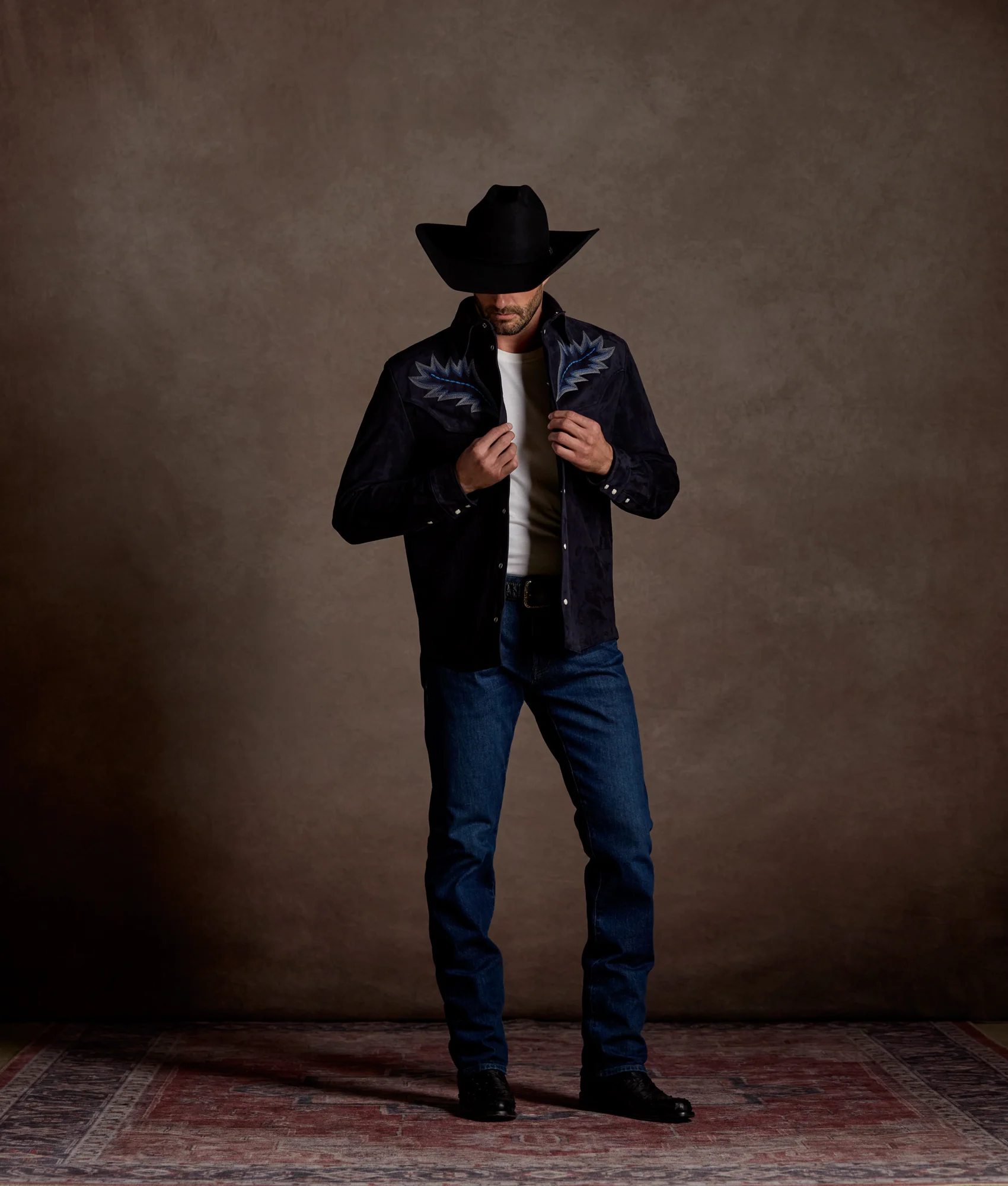 Ace Suede Shacket :: Dusty Blue