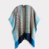 Aline Fringe Cape :: Striped Blue