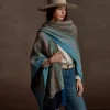Aline Fringe Cape :: Striped Blue