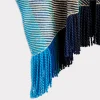 Aline Fringe Cape :: Striped Blue