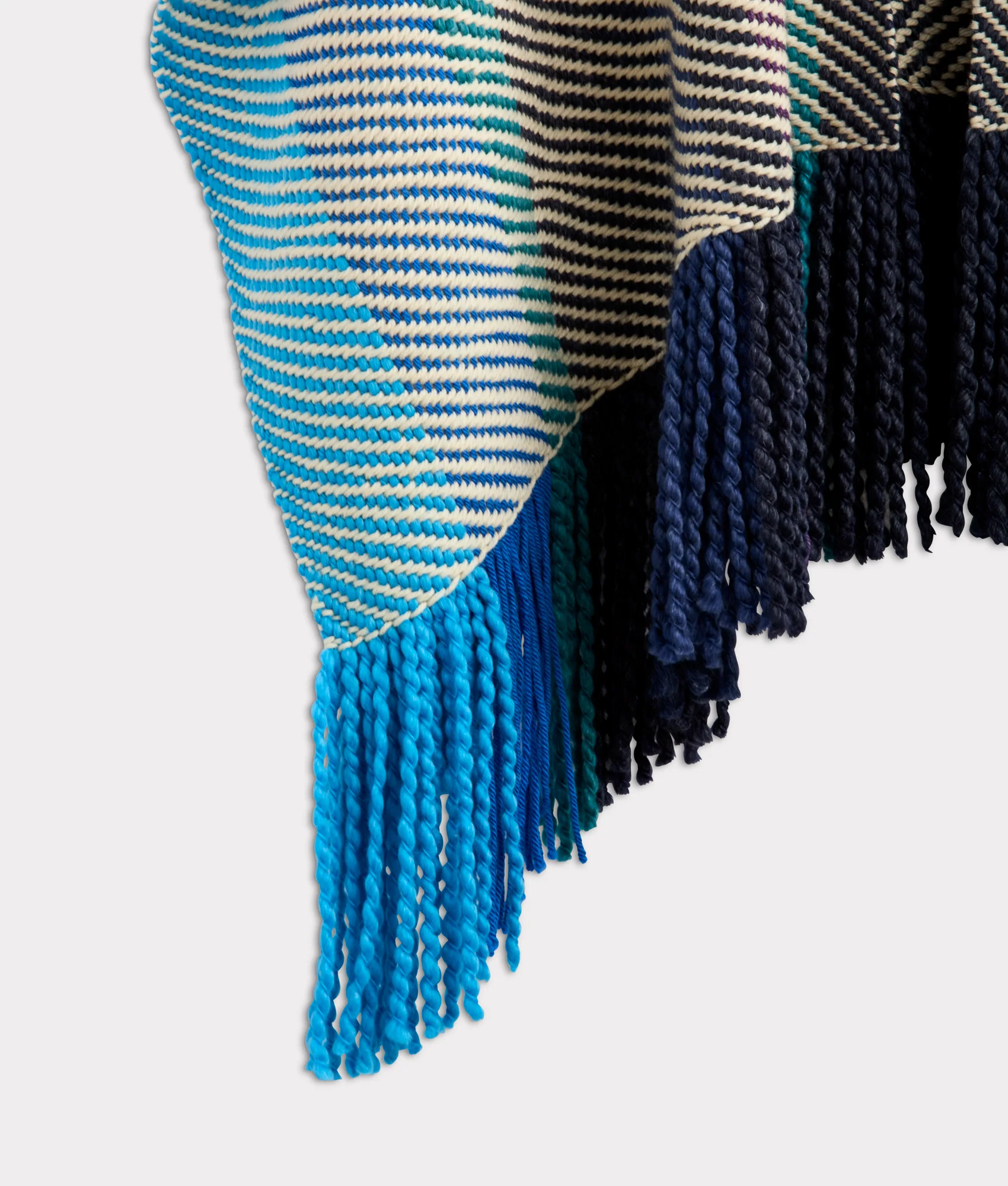 Aline Fringe Cape :: Striped Blue