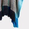 Aline Fringe Cape :: Striped Blue
