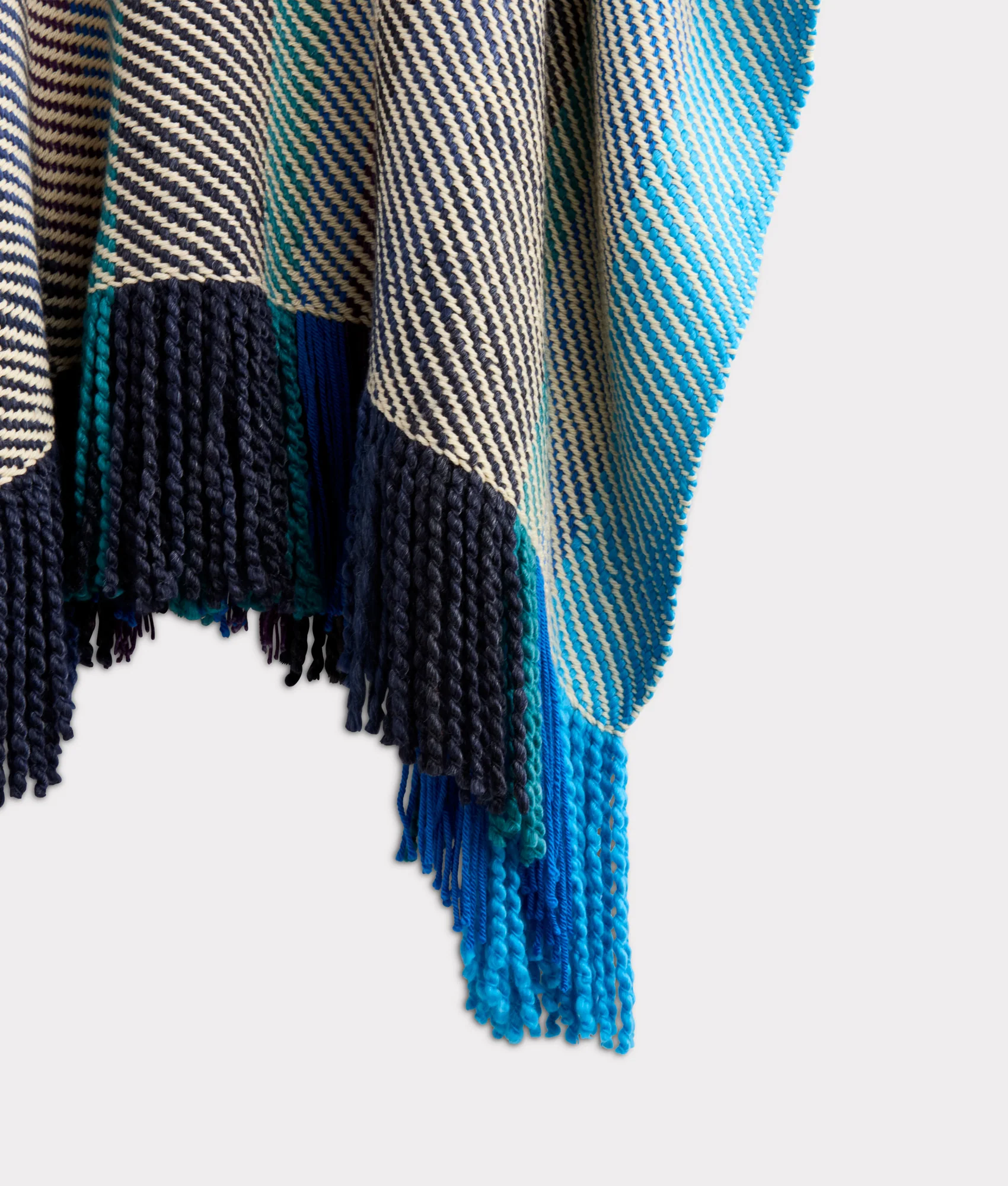 Aline Fringe Cape :: Striped Blue