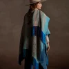 Aline Fringe Cape :: Striped Blue