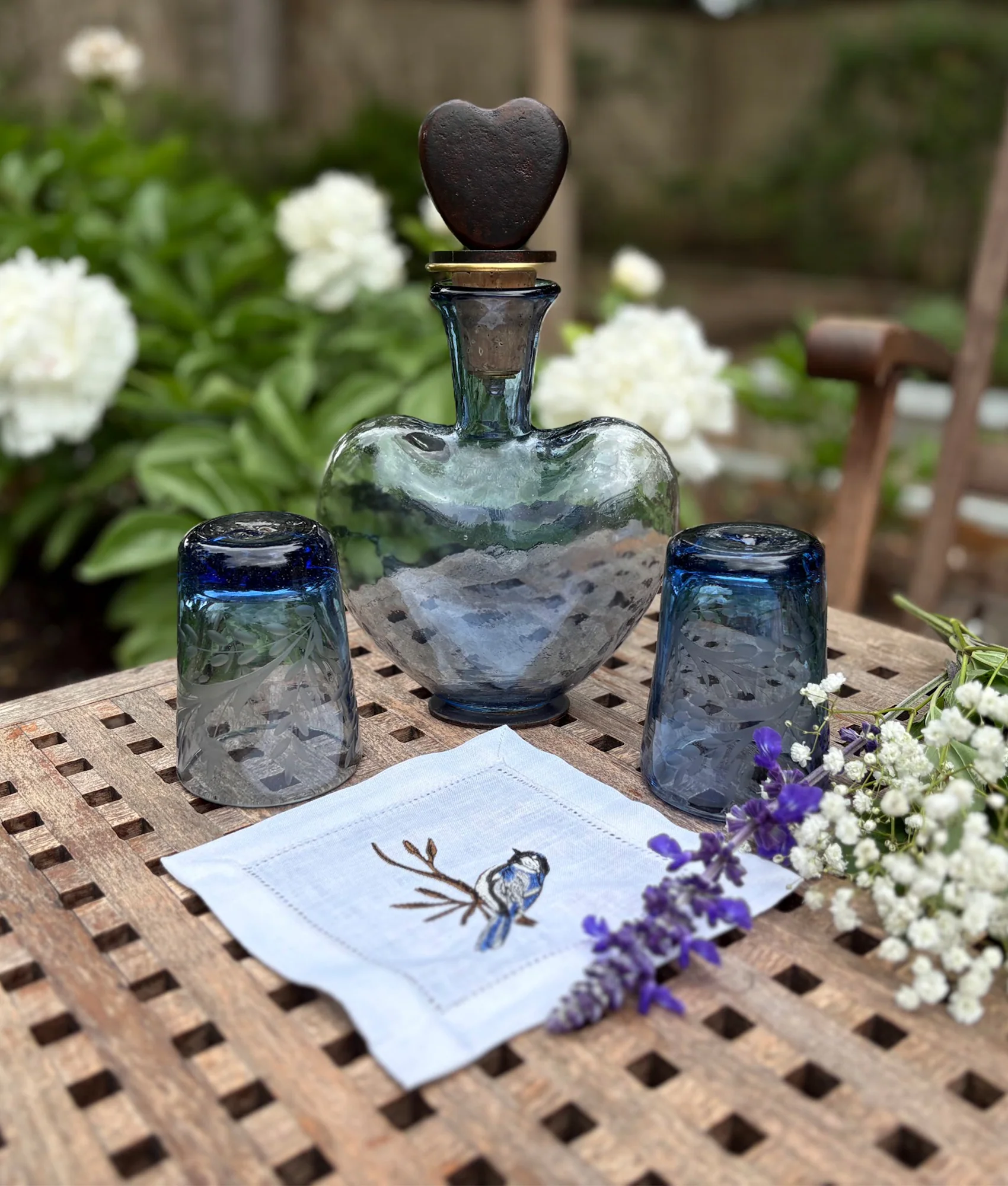Azalea Heart Decanter :: Blue