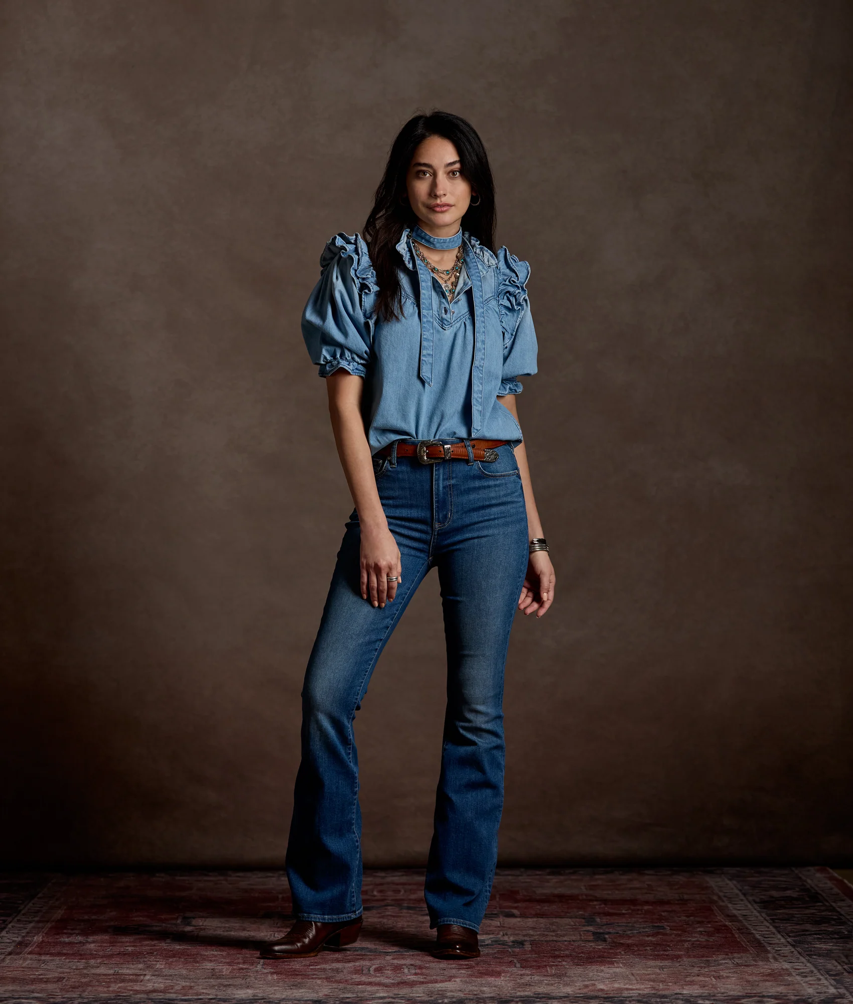 Corlee Denim Blouse :: Blue Bird