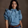 Corlee Denim Blouse :: Blue Bird