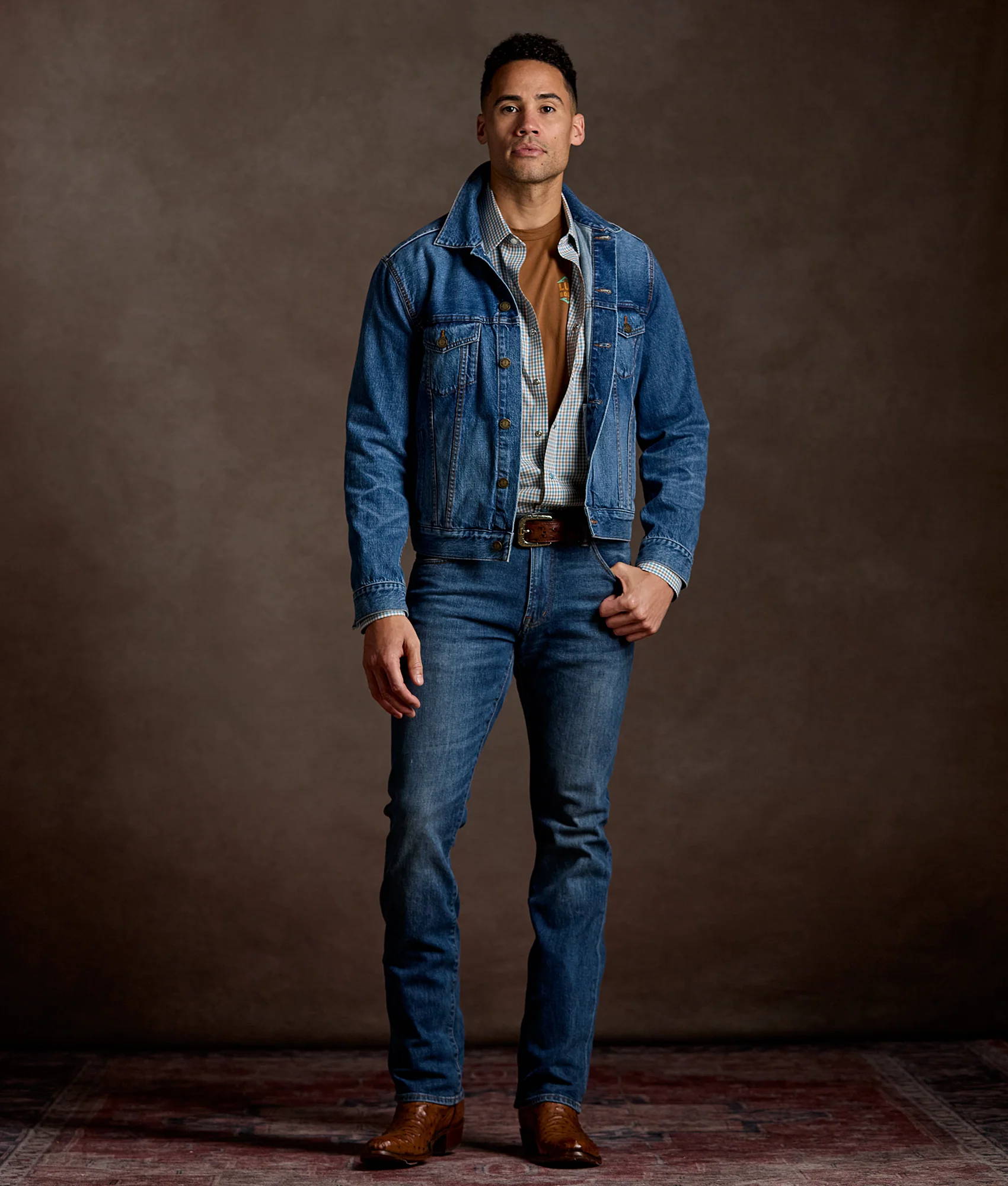 El Paso Tailored Fit :: Tan And Turquoise Check