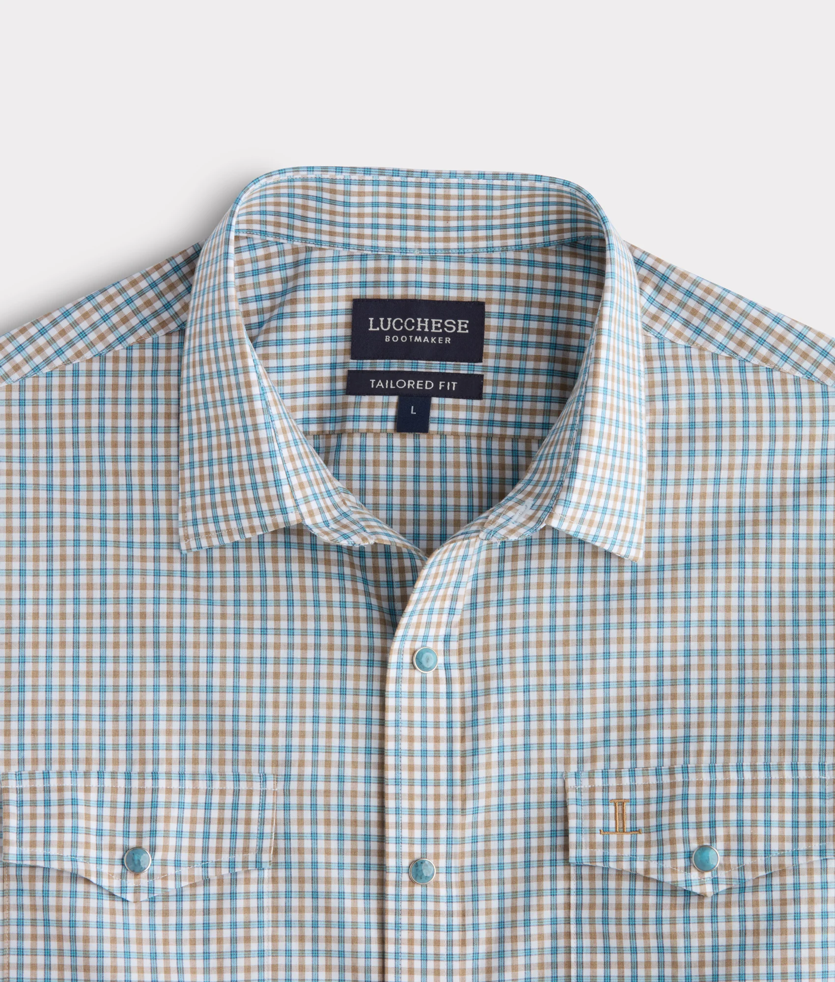 El Paso Tailored Fit :: Tan And Turquoise Check